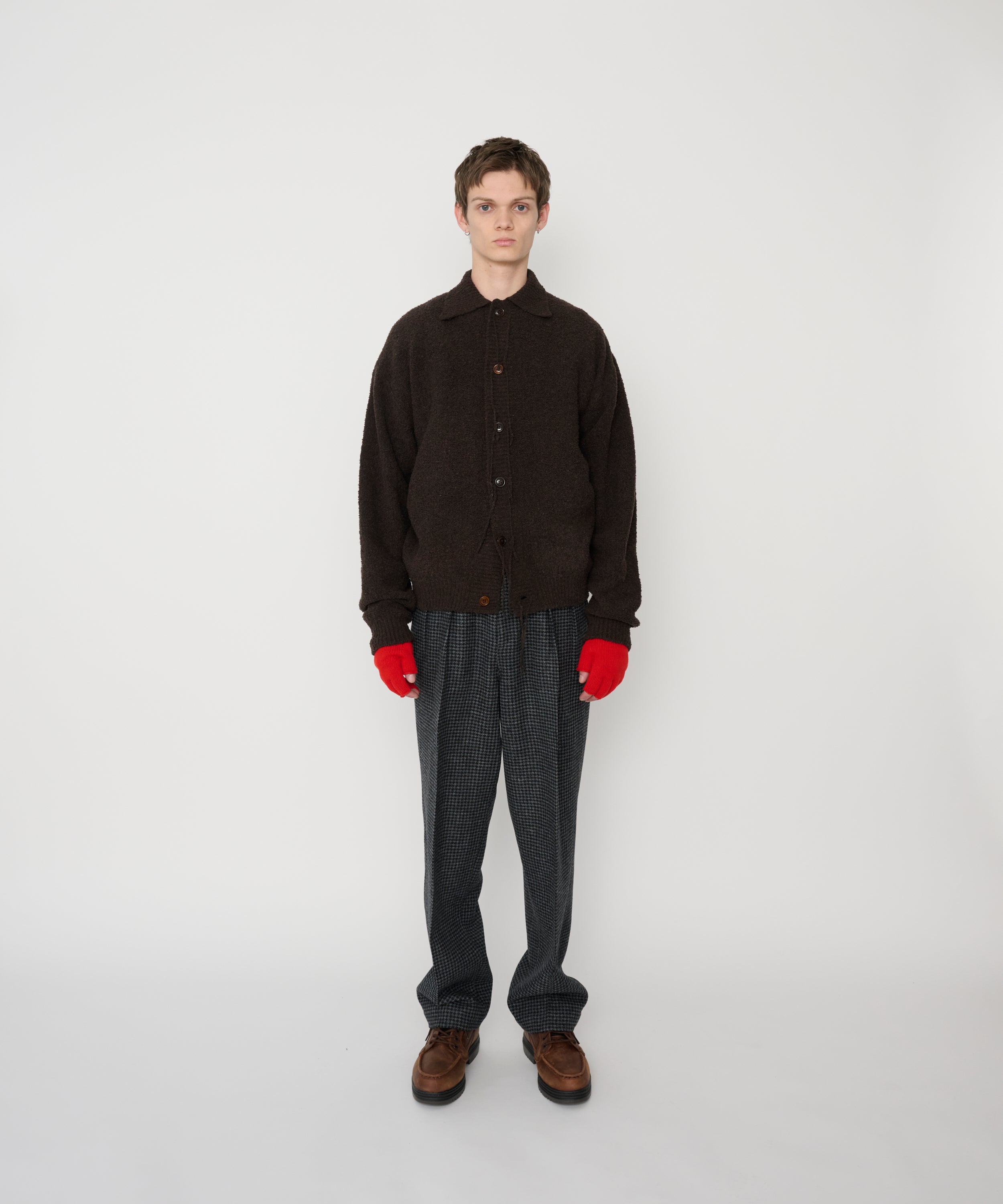 5G REVERSE STICHES POLO COLLAR KNIT CARDIGAN