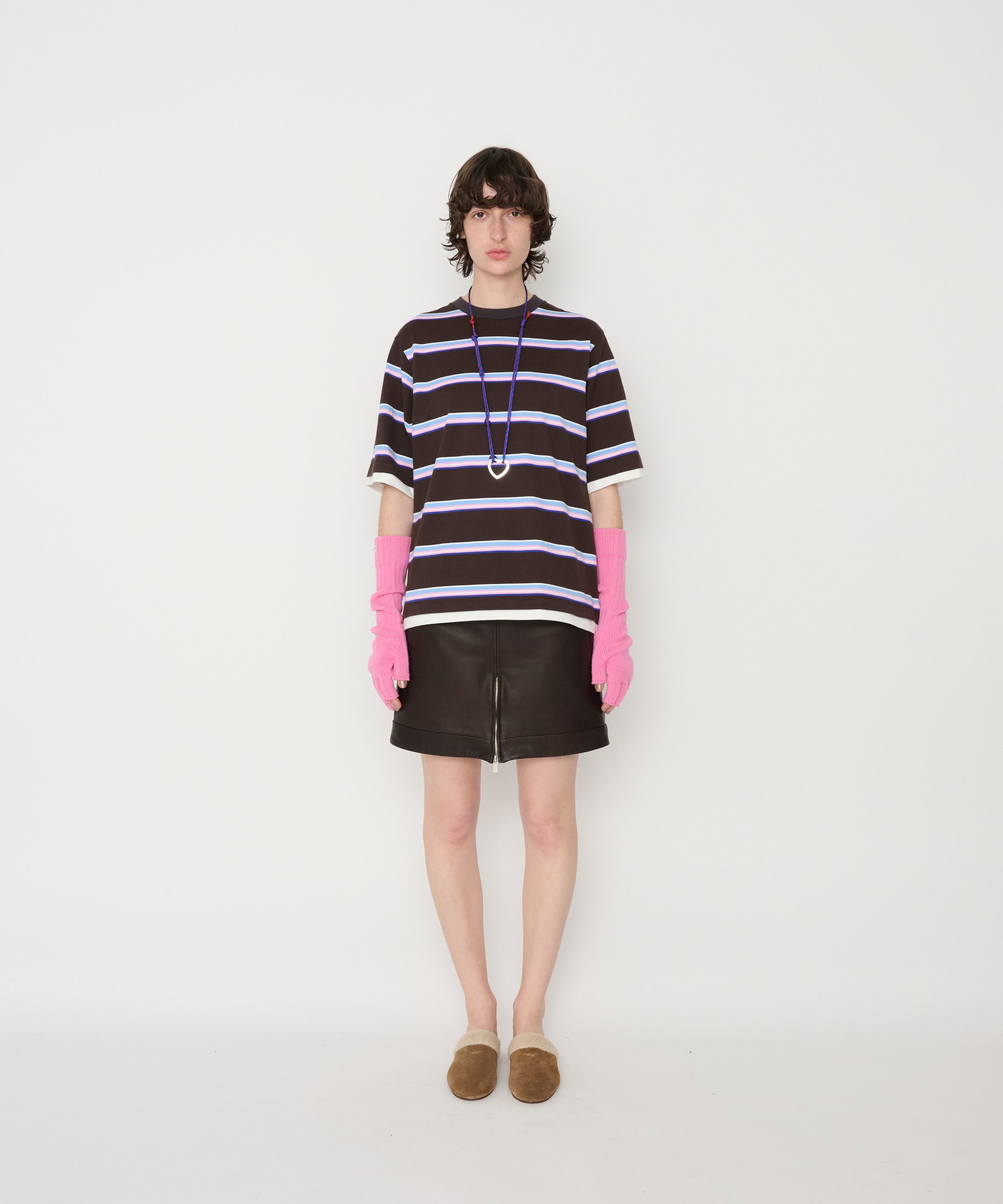 COTTON BORDER LAYERED S/S T-SHIRT