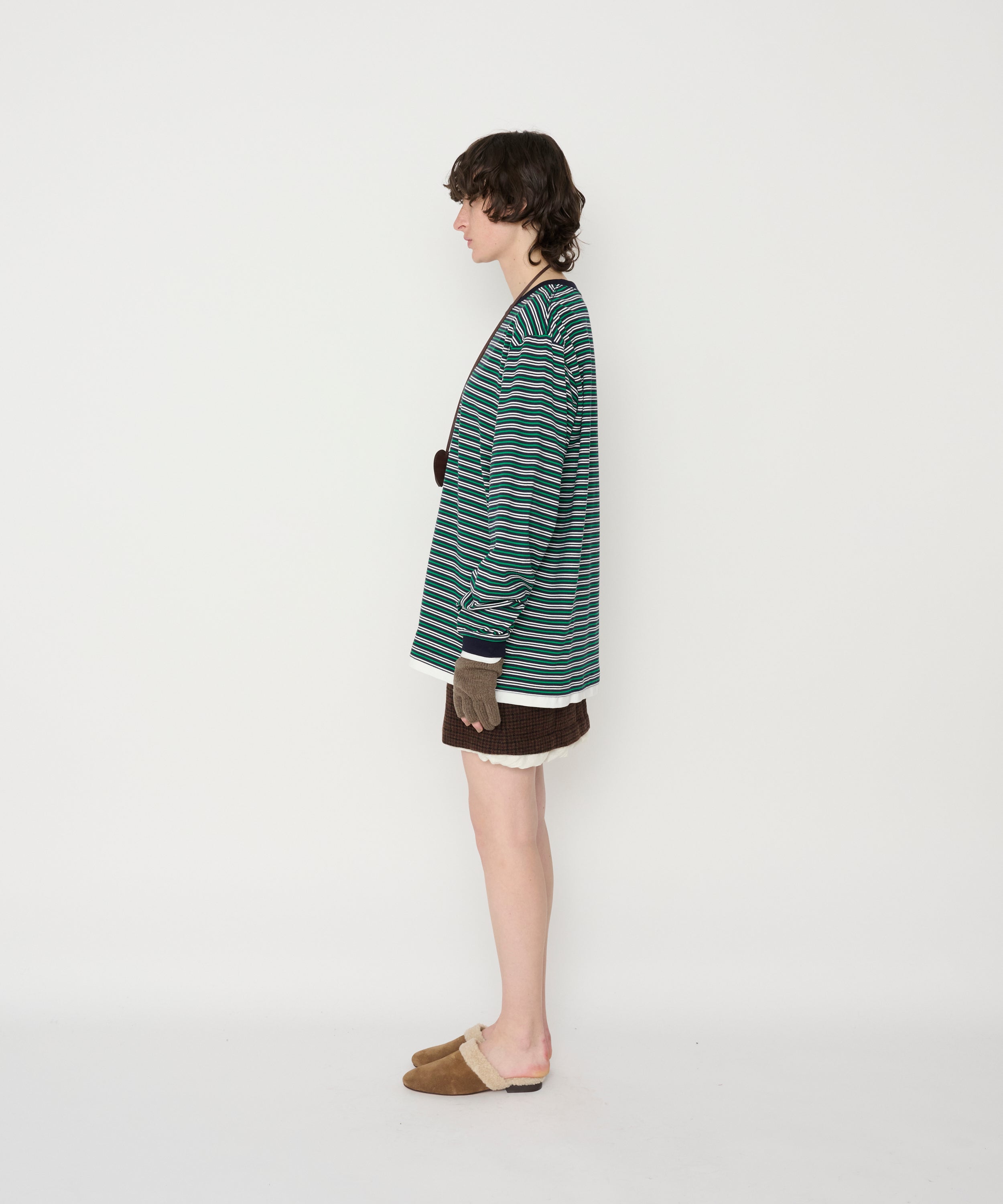 COTTON BORDER LAYERED L/S T-SHIRT