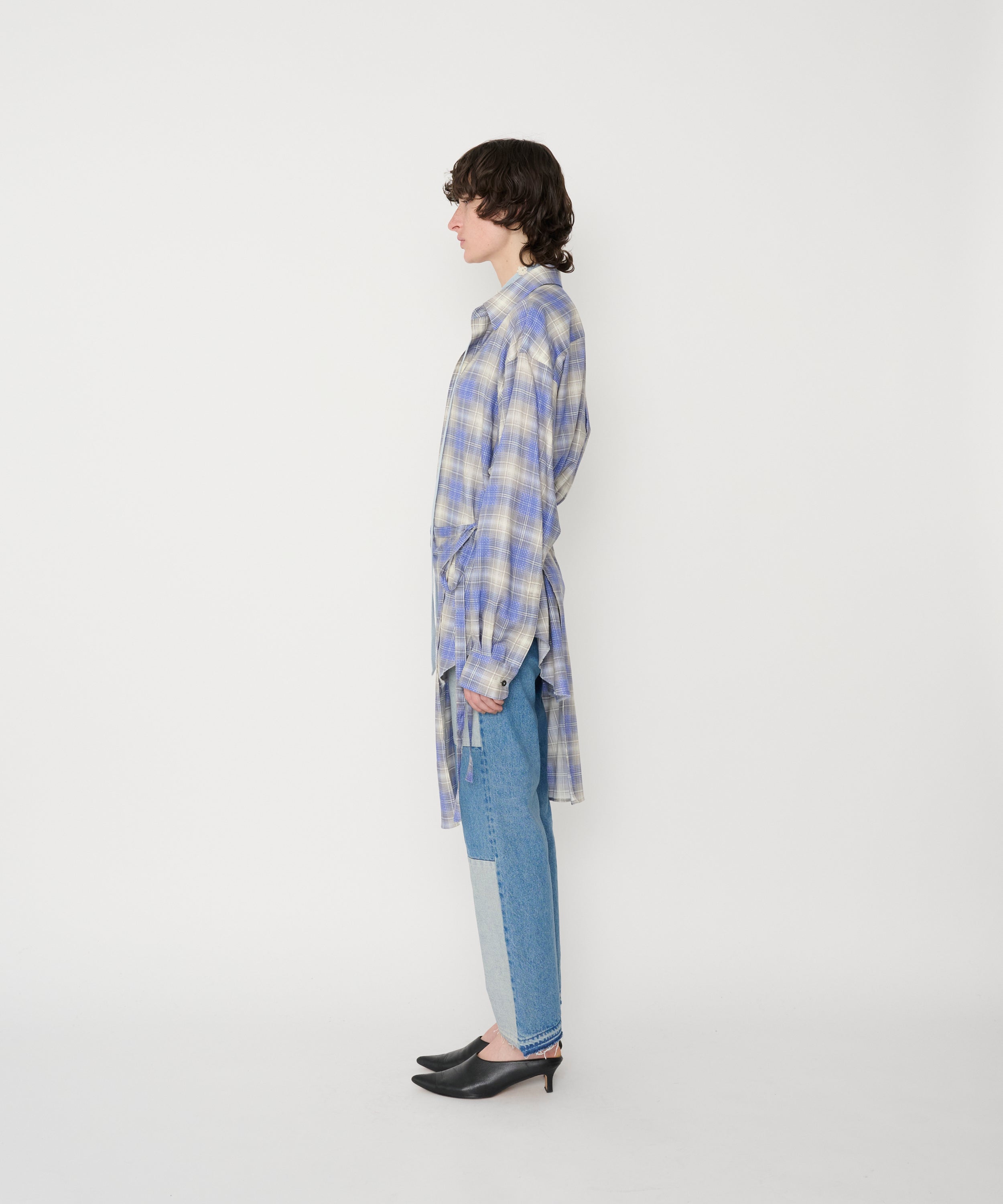 COTTON RAYON SILK PRINT CHECK REGULAR SHIRT
