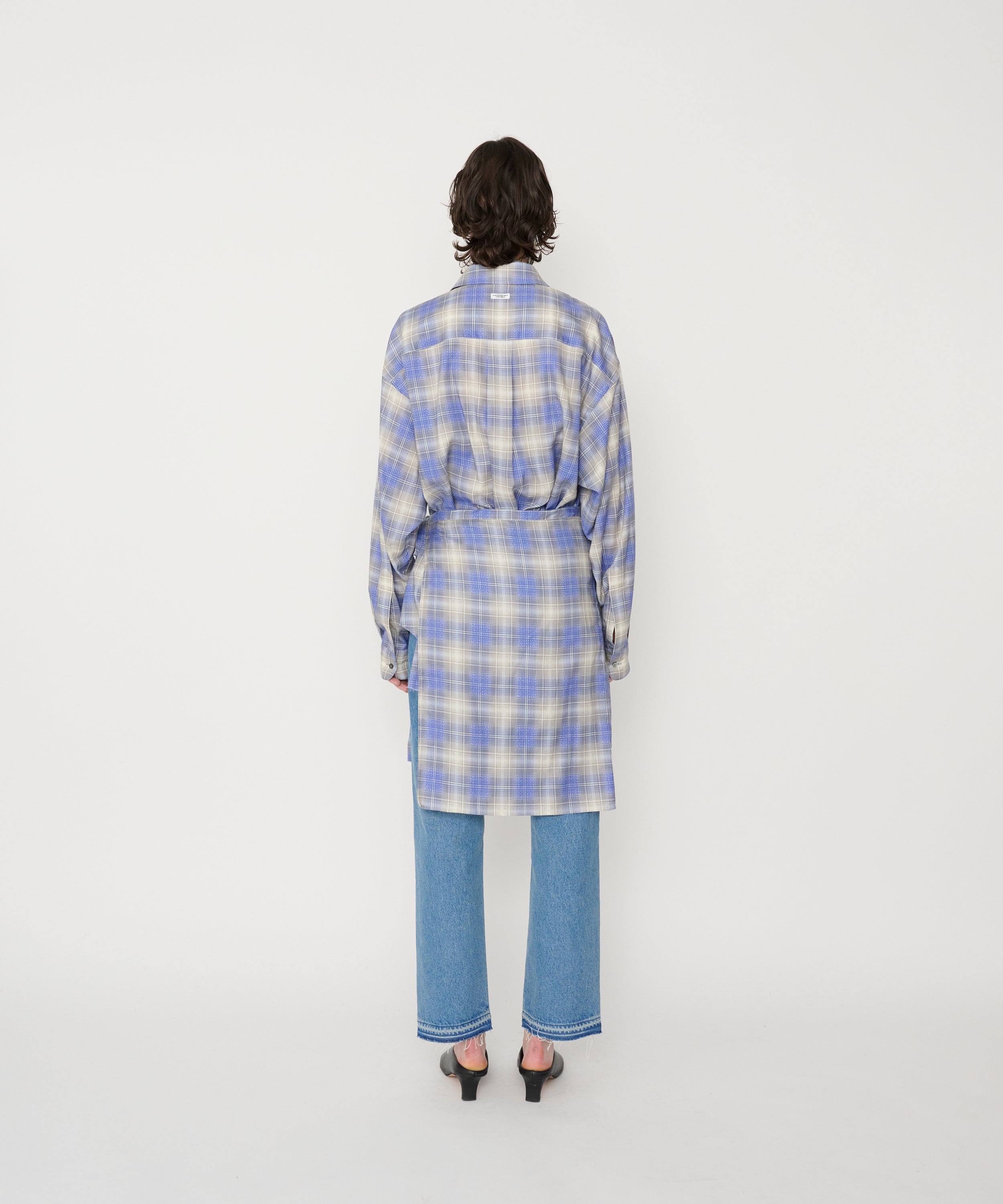 COTTON RAYON SILK PRINT CHECK WRAP SKIRT