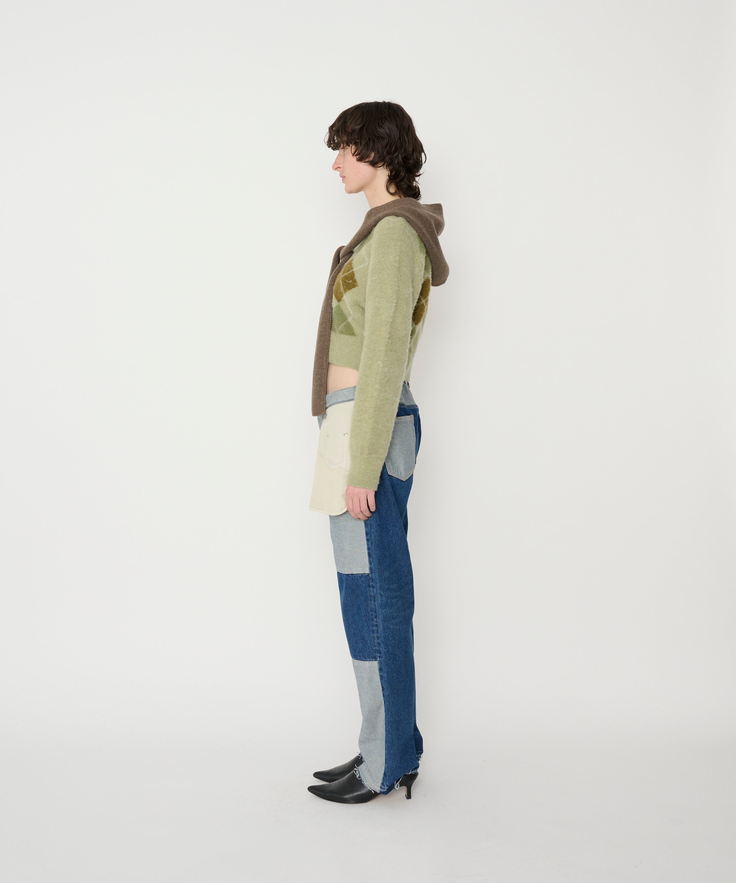 7G WOOL JACQUARD ARGYLE V NECK SHORT KNIT