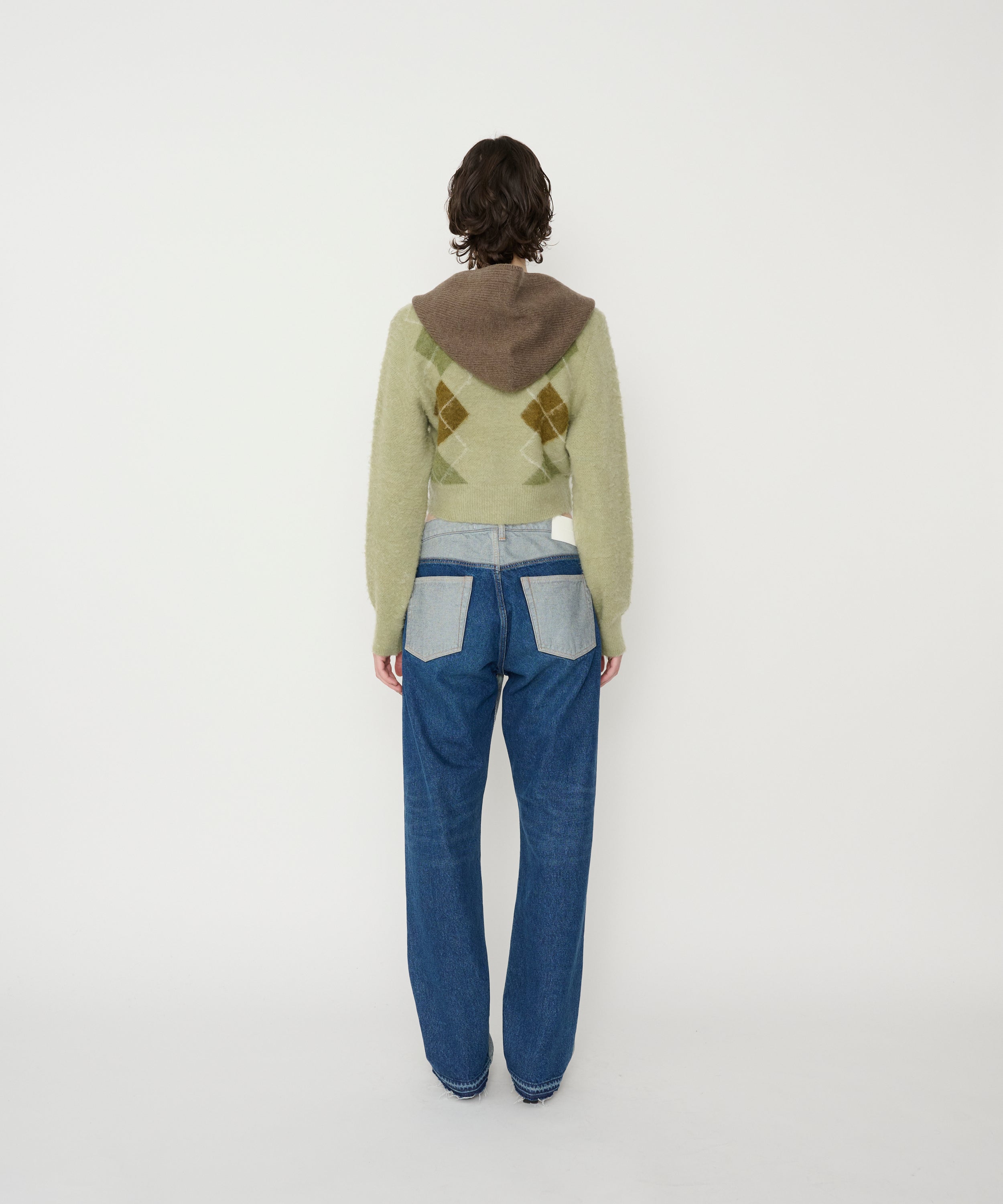 7G WOOL JACQUARD ARGYLE V NECK SHORT KNIT