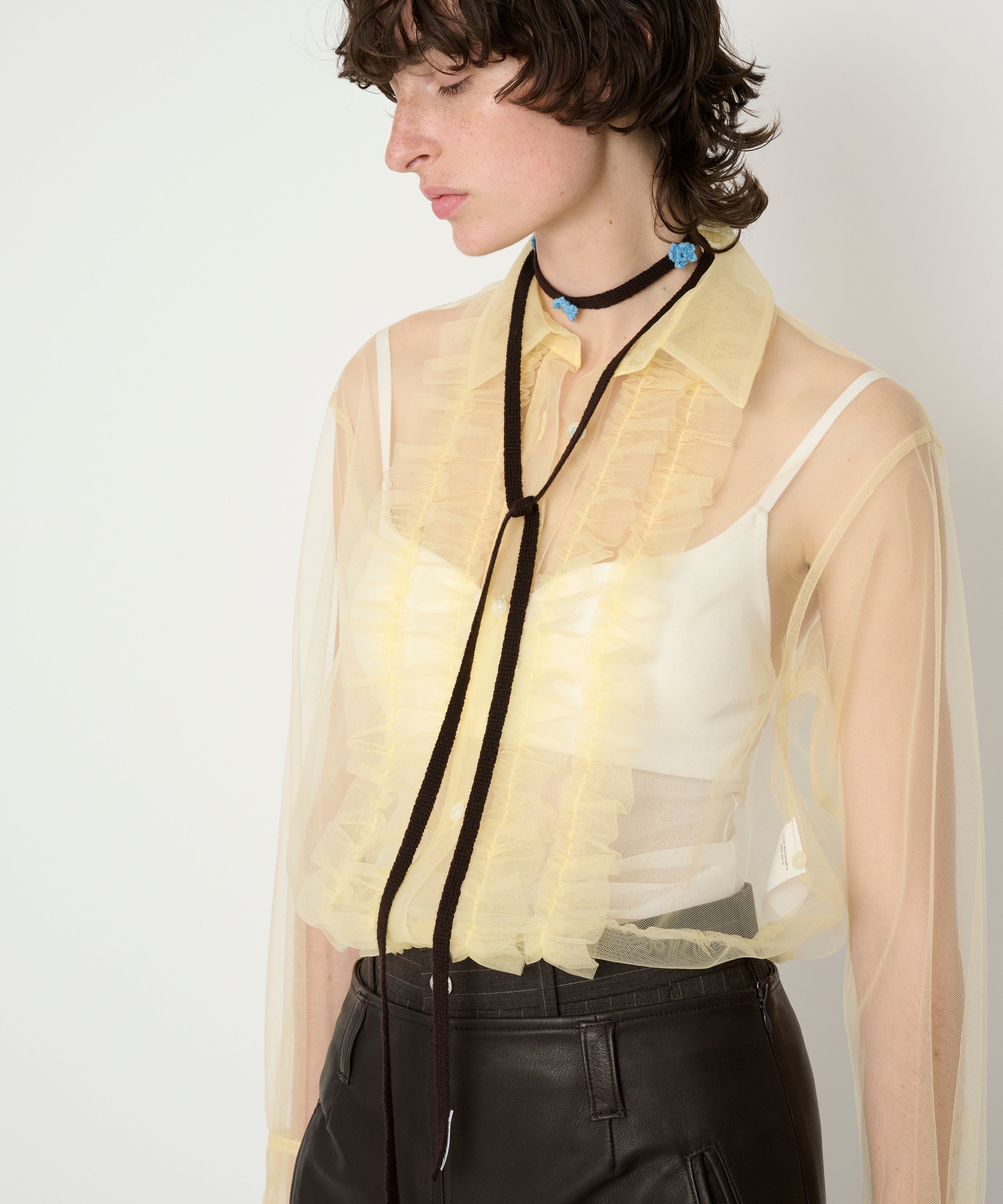 NYLON TULLE FRILLS SHIRTS