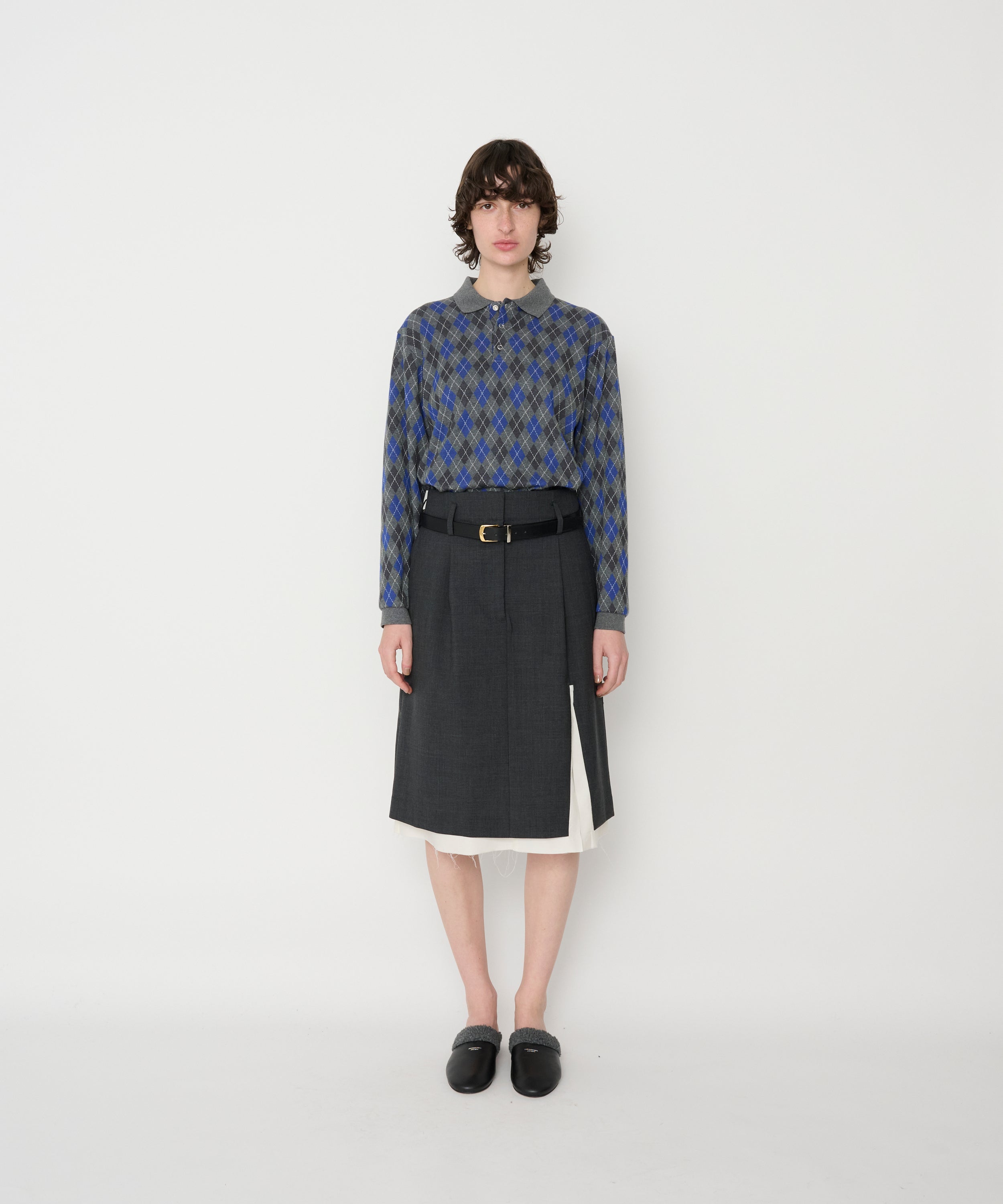 WOOL TROPICAL SLIT SKIRT