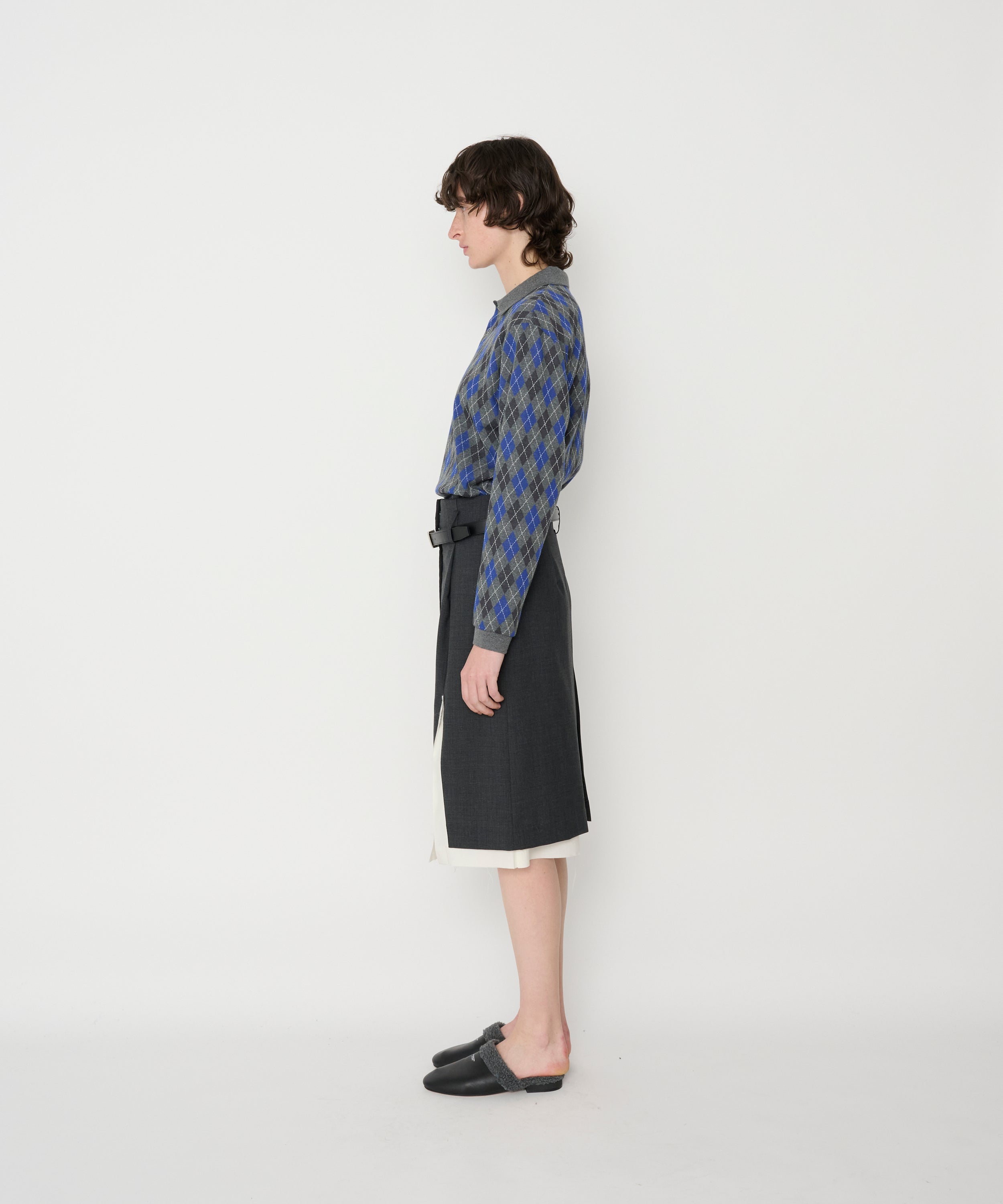 WOOL TROPICAL SLIT SKIRT