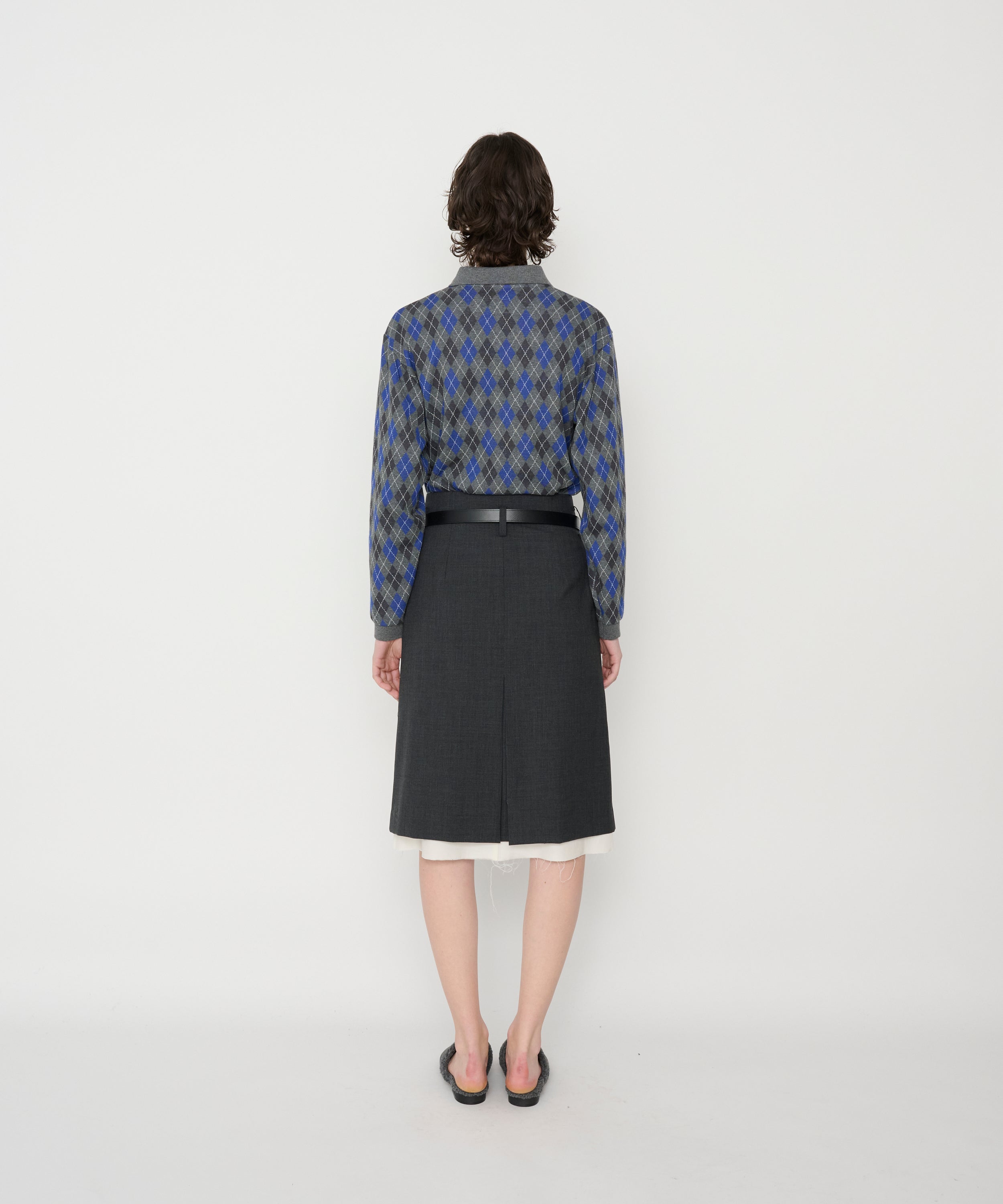 WOOL TROPICAL SLIT SKIRT