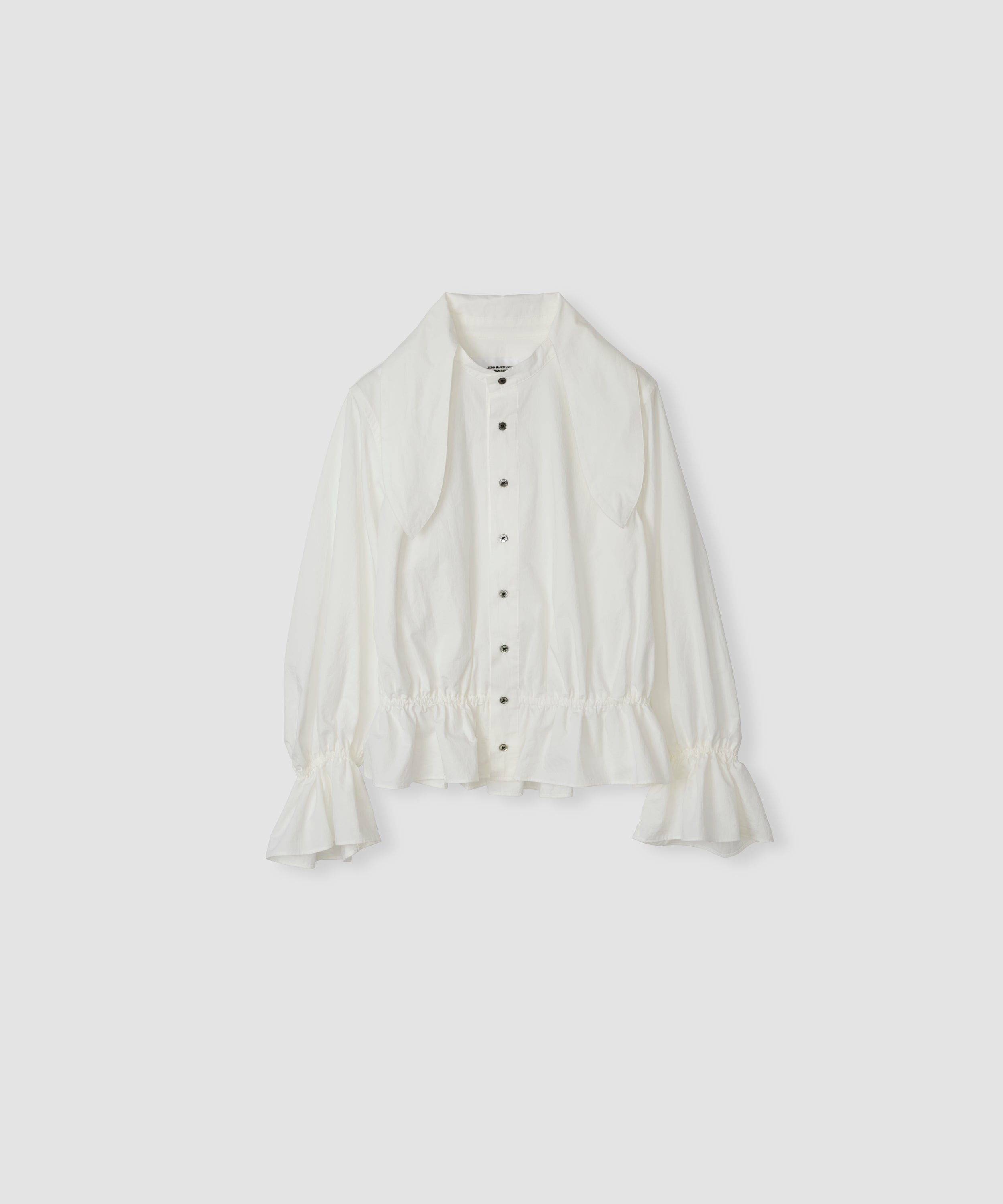 WASHED COTTON BROAD BOW TIE GATHER SHIRT