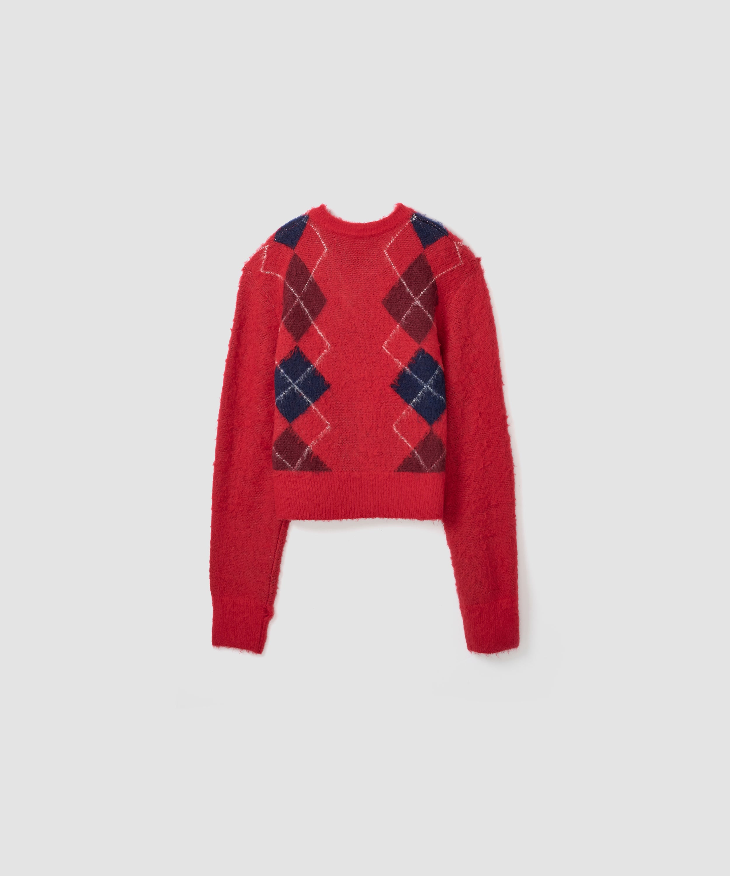 7G WOOL JACQUARD ARGYLE V NECK SHORT KNIT