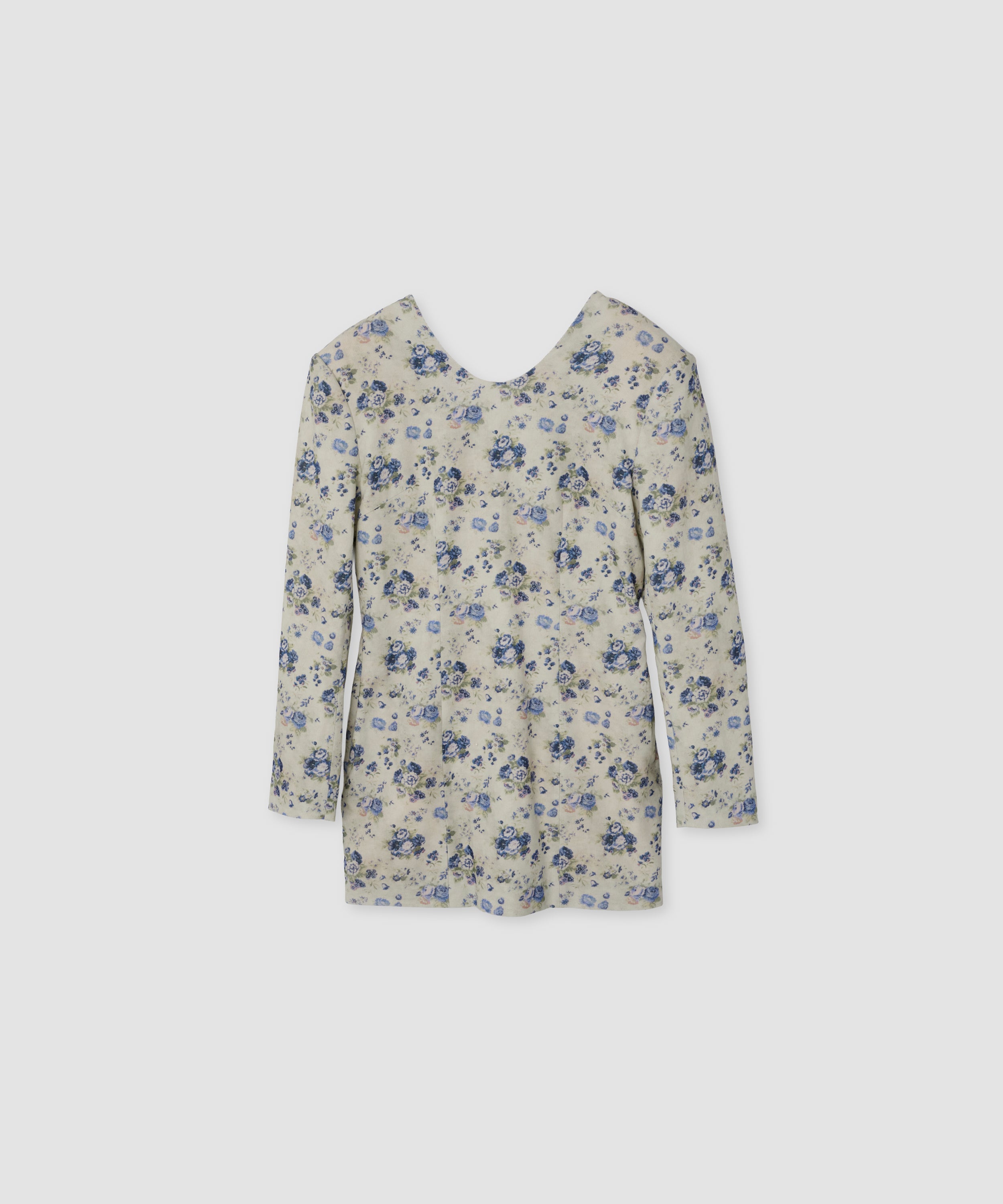 COTTON CORDUROY FLOWER PRINT LONG SLEEVE ONEPIECE