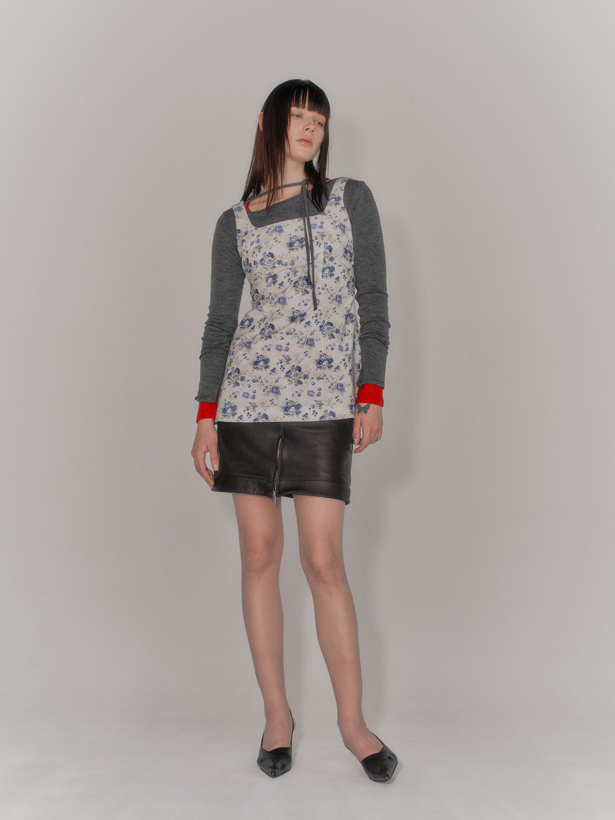 COTTON CORDUROY FLOWER PRINT TANK TOP ONEPIECE