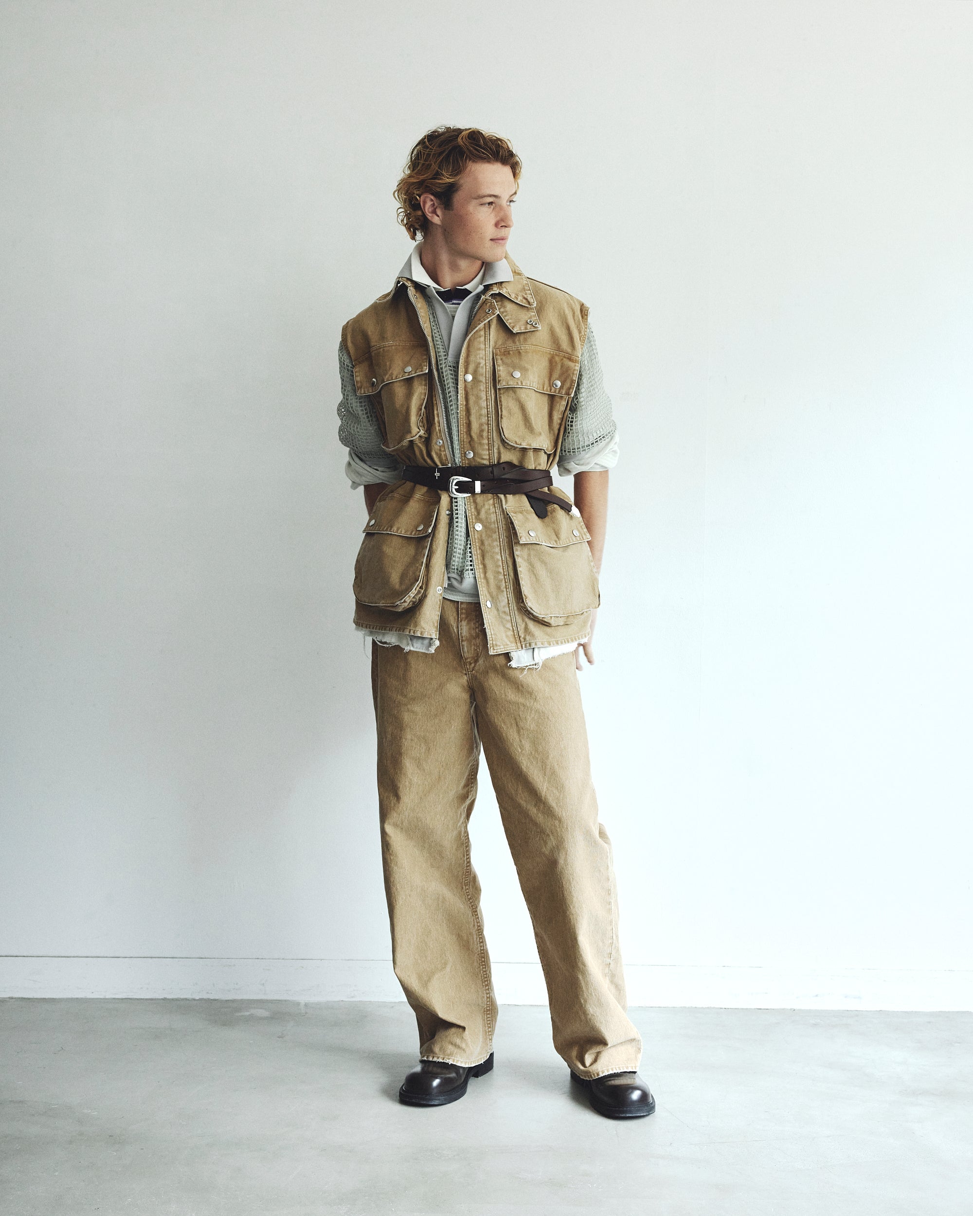 SULFUR DYE HEAVY DUCK CLOTH OVERSIZED HUNTING VEST