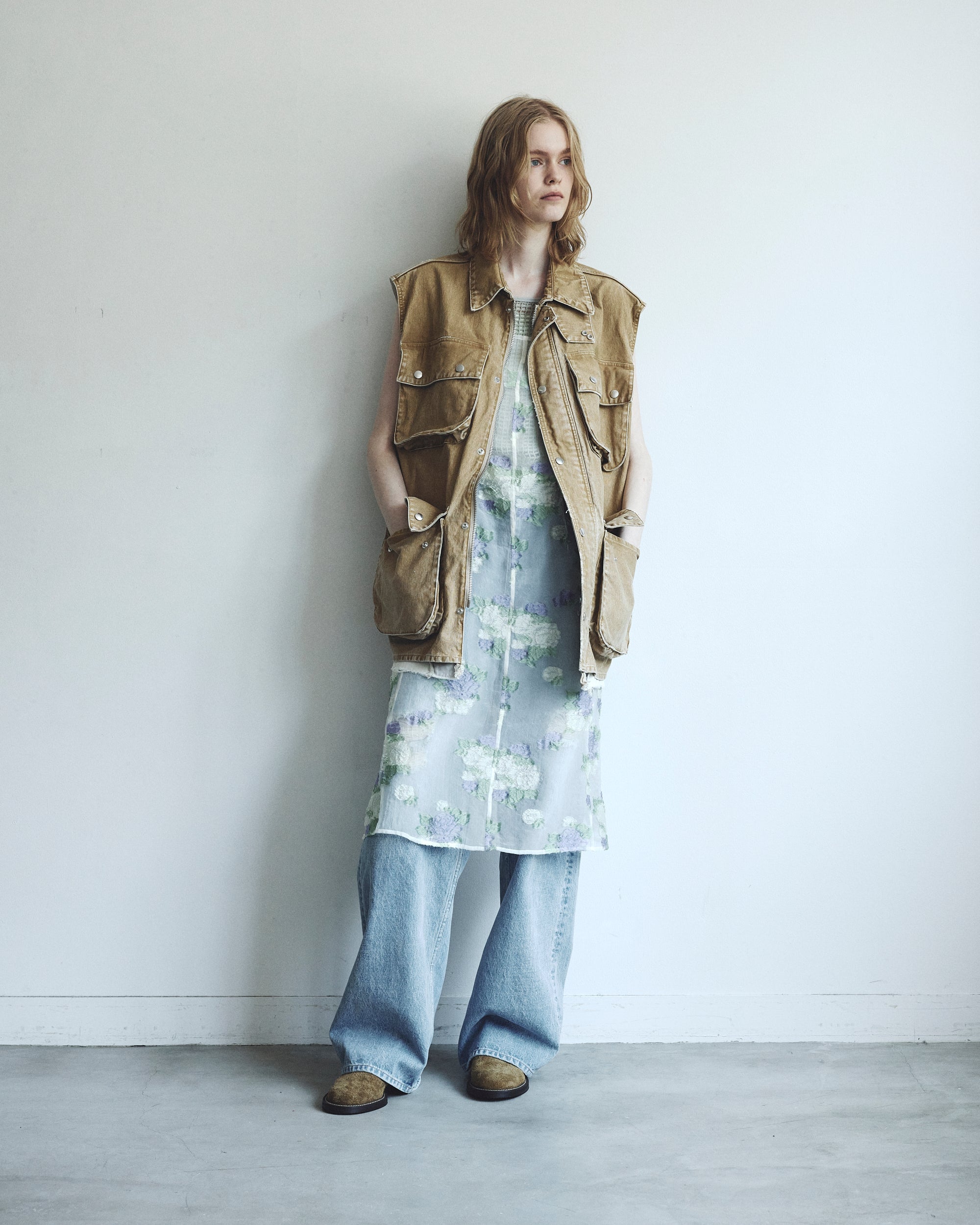 SULFUR DYE HEAVY DUCK CLOTH OVERSIZED HUNTING VEST