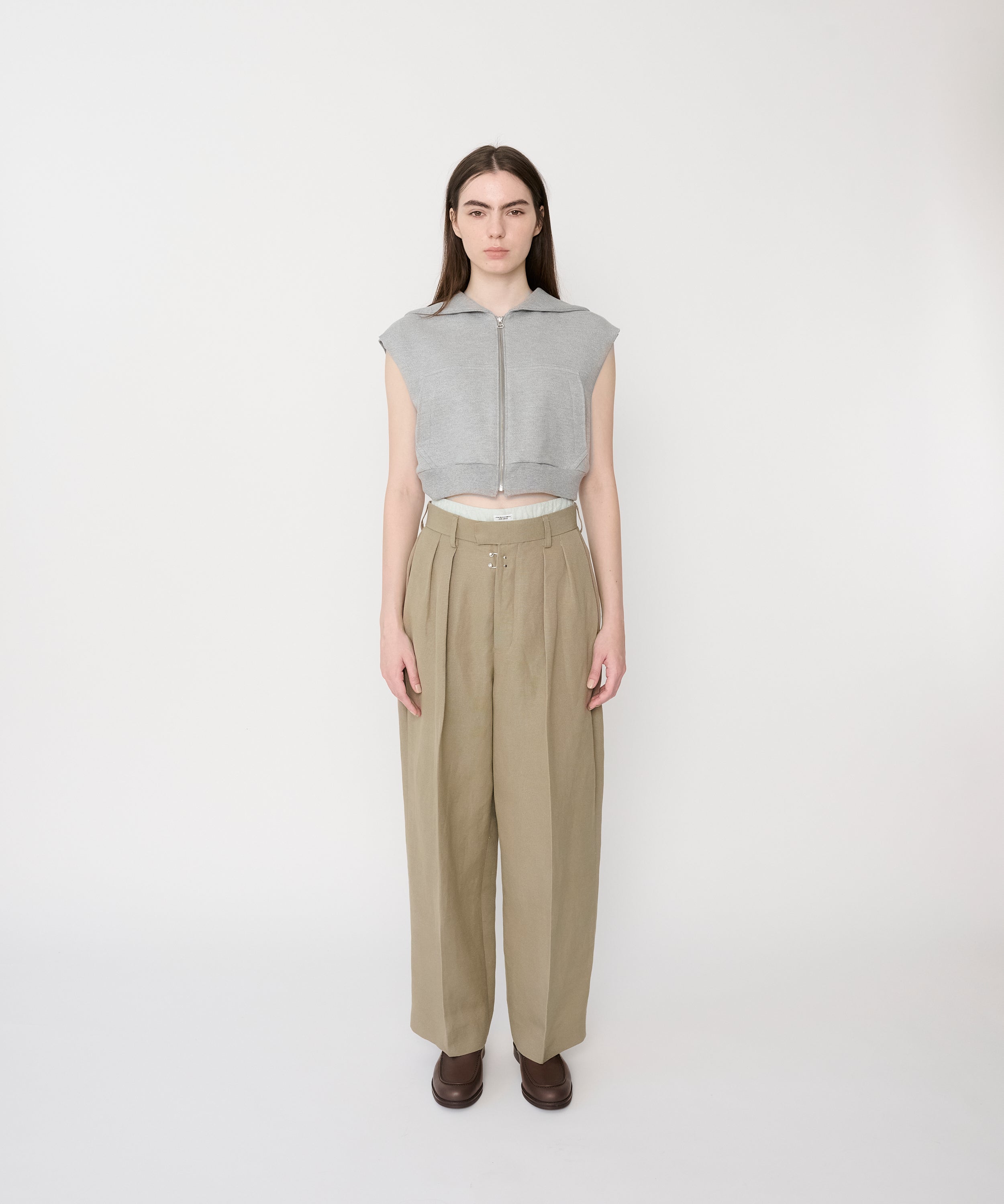 RAYON LINEN SIDE TUCK SLACKS