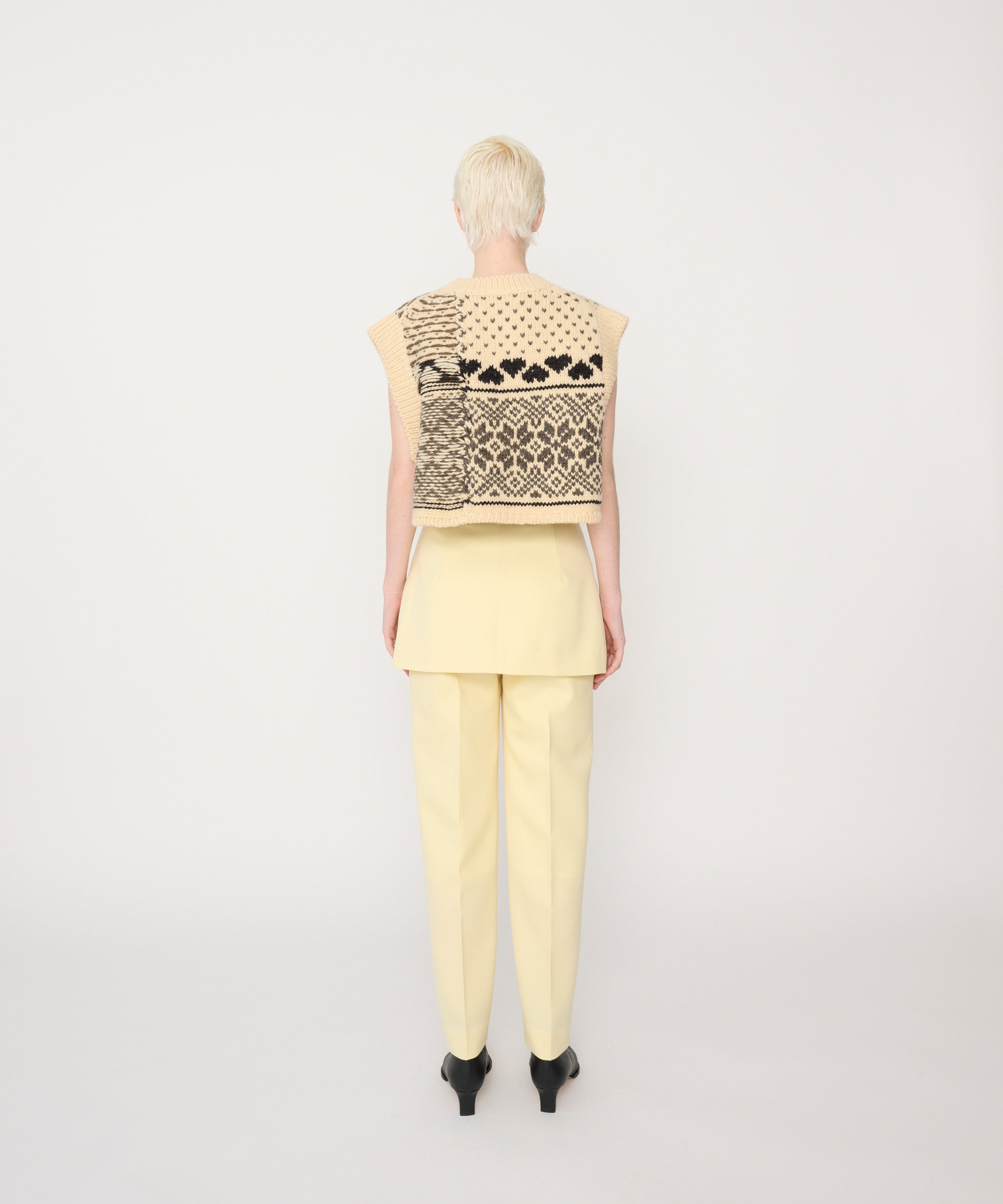 3G FAIR ISLE KNIT CREWNECK SHORT VEST