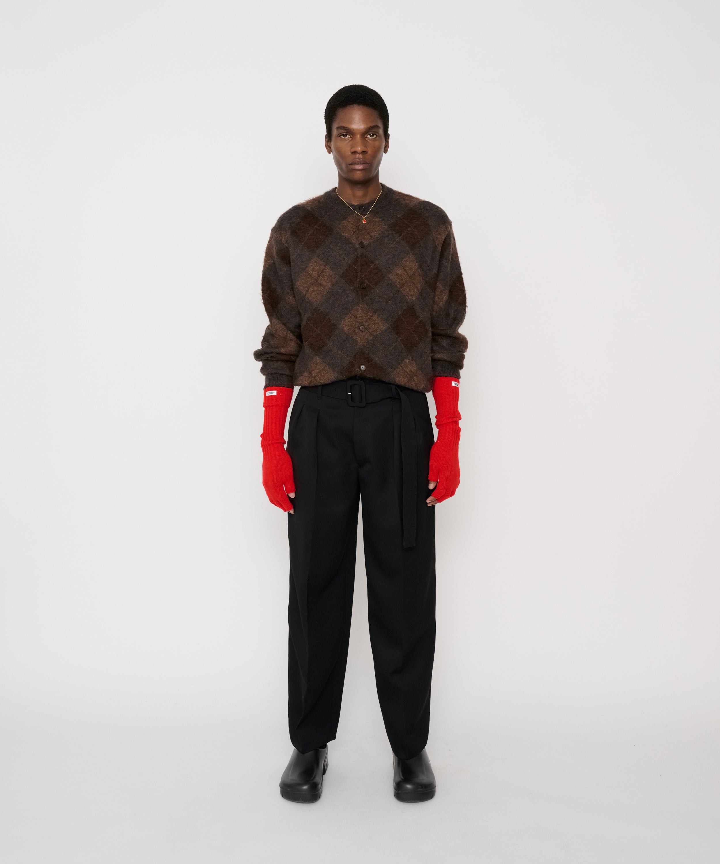 WOOL DOESKIN BELTED TWO TUCK SLACKS