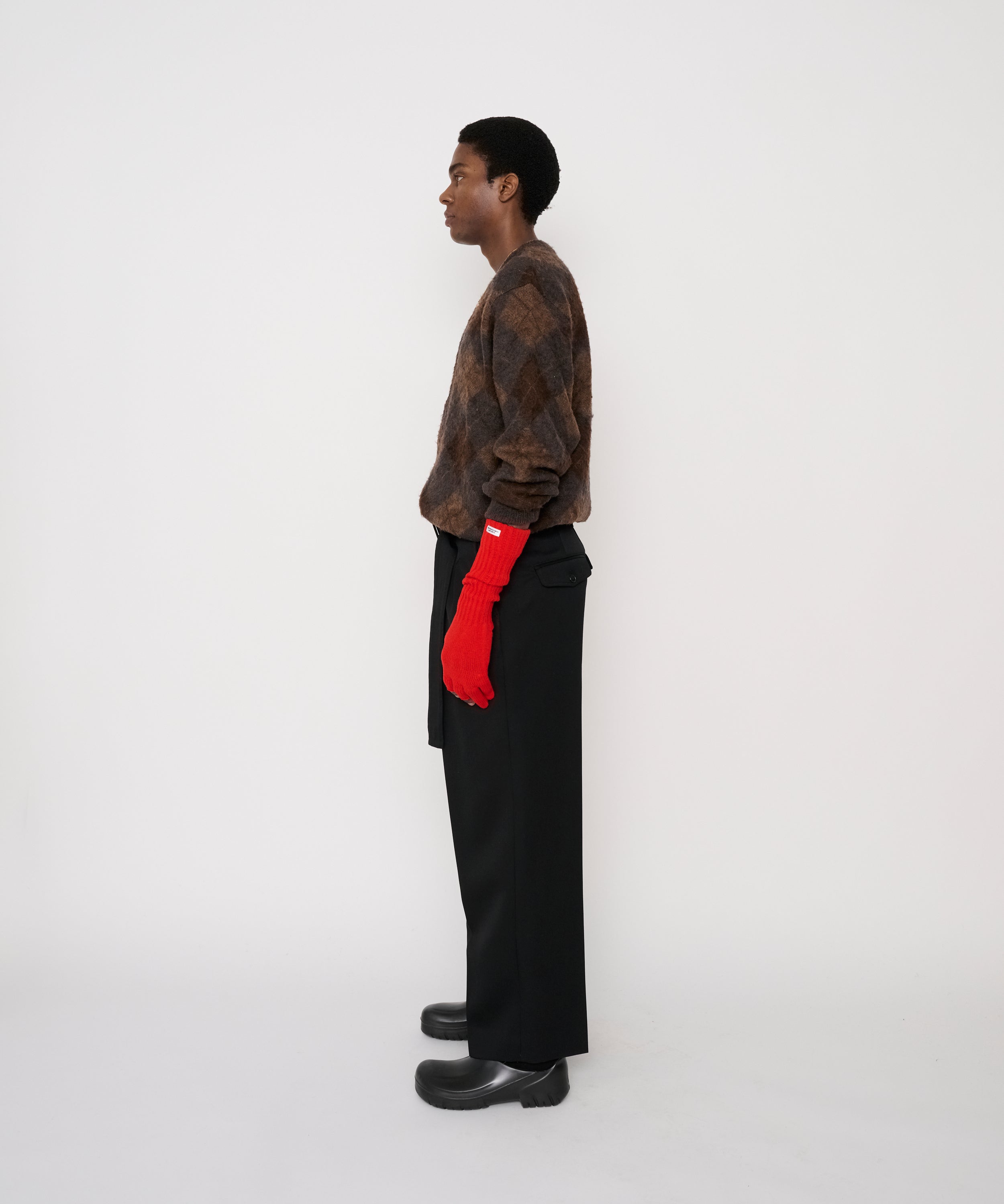 WOOL DOESKIN BELTED TWO TUCK SLACKS