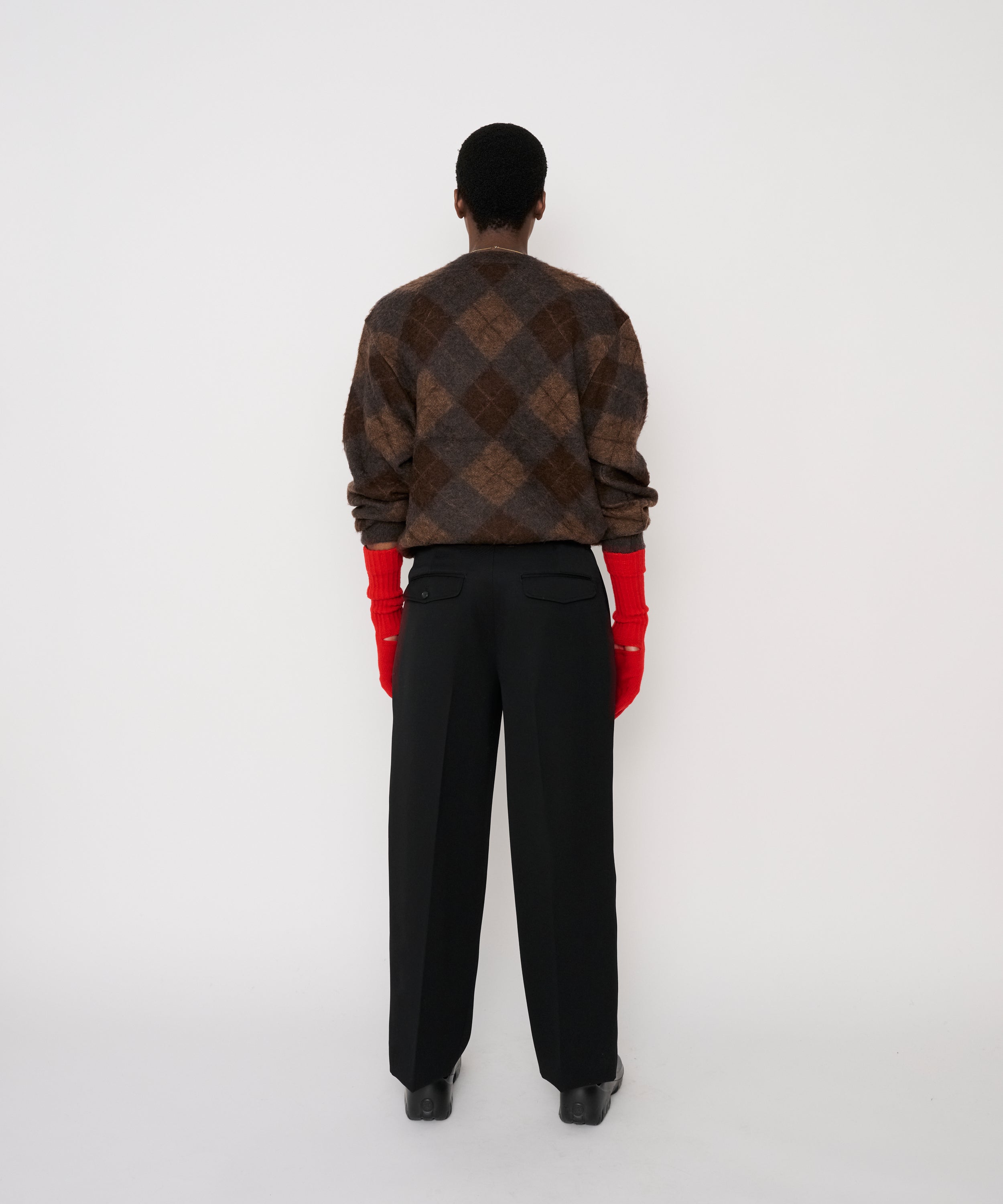 WOOL DOESKIN BELTED TWO TUCK SLACKS