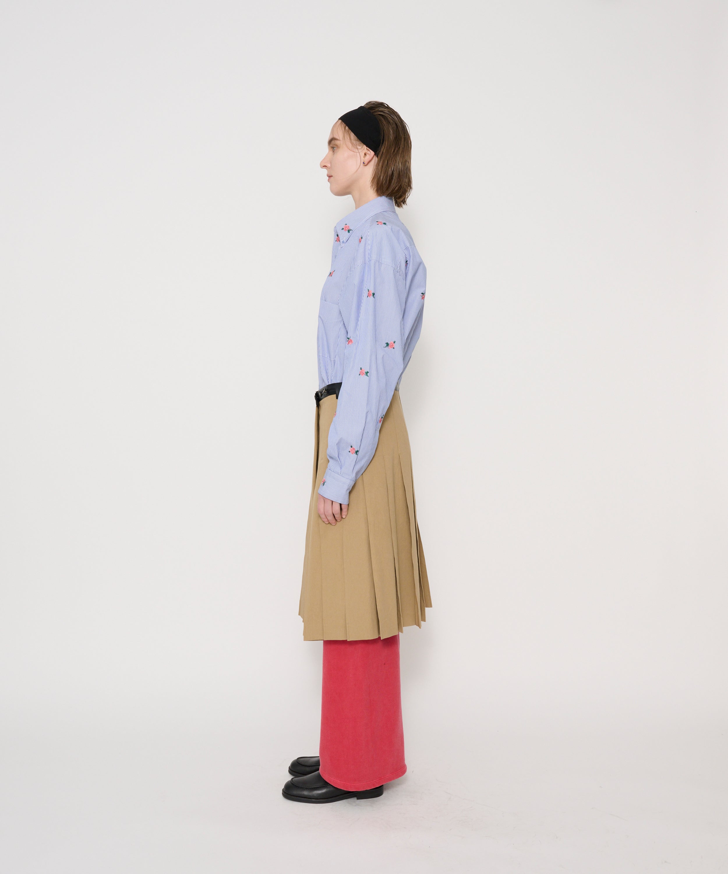 COTTON CHINO CLOTH PLEATS WRAP SKIRT