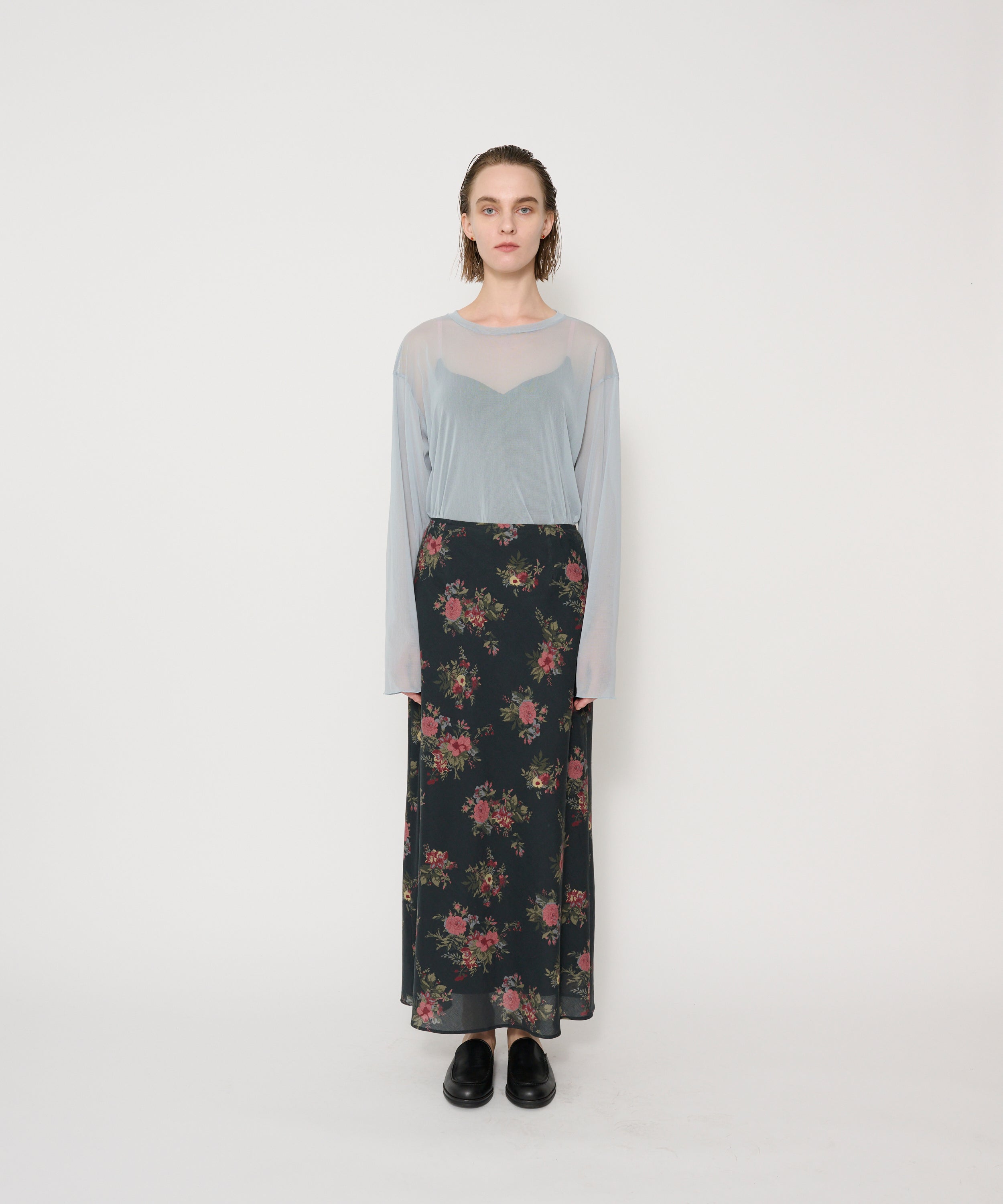 FLOWER PRINT COTTON RAYON BIAS SKIRT