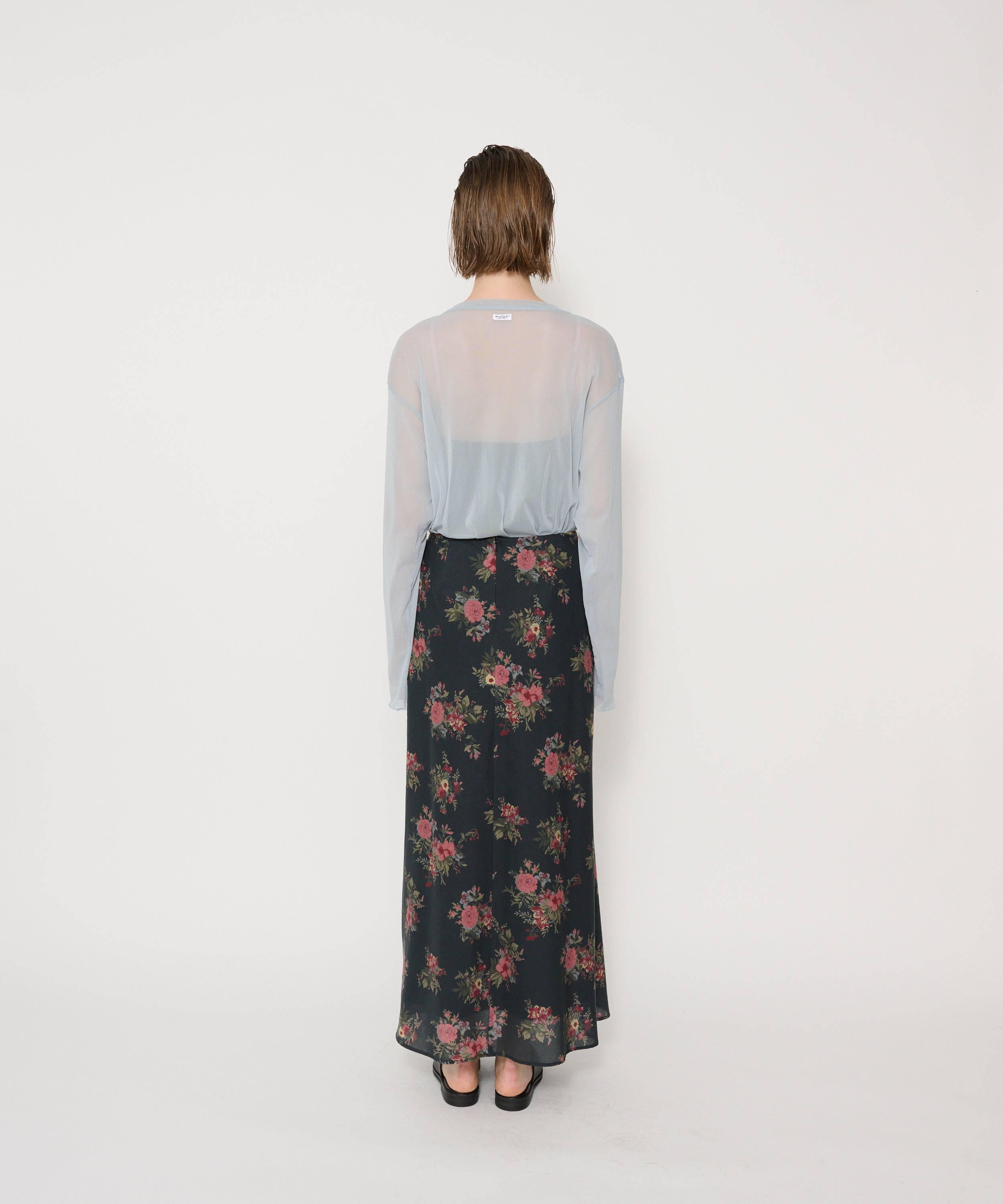 FLOWER PRINT COTTON RAYON BIAS SKIRT