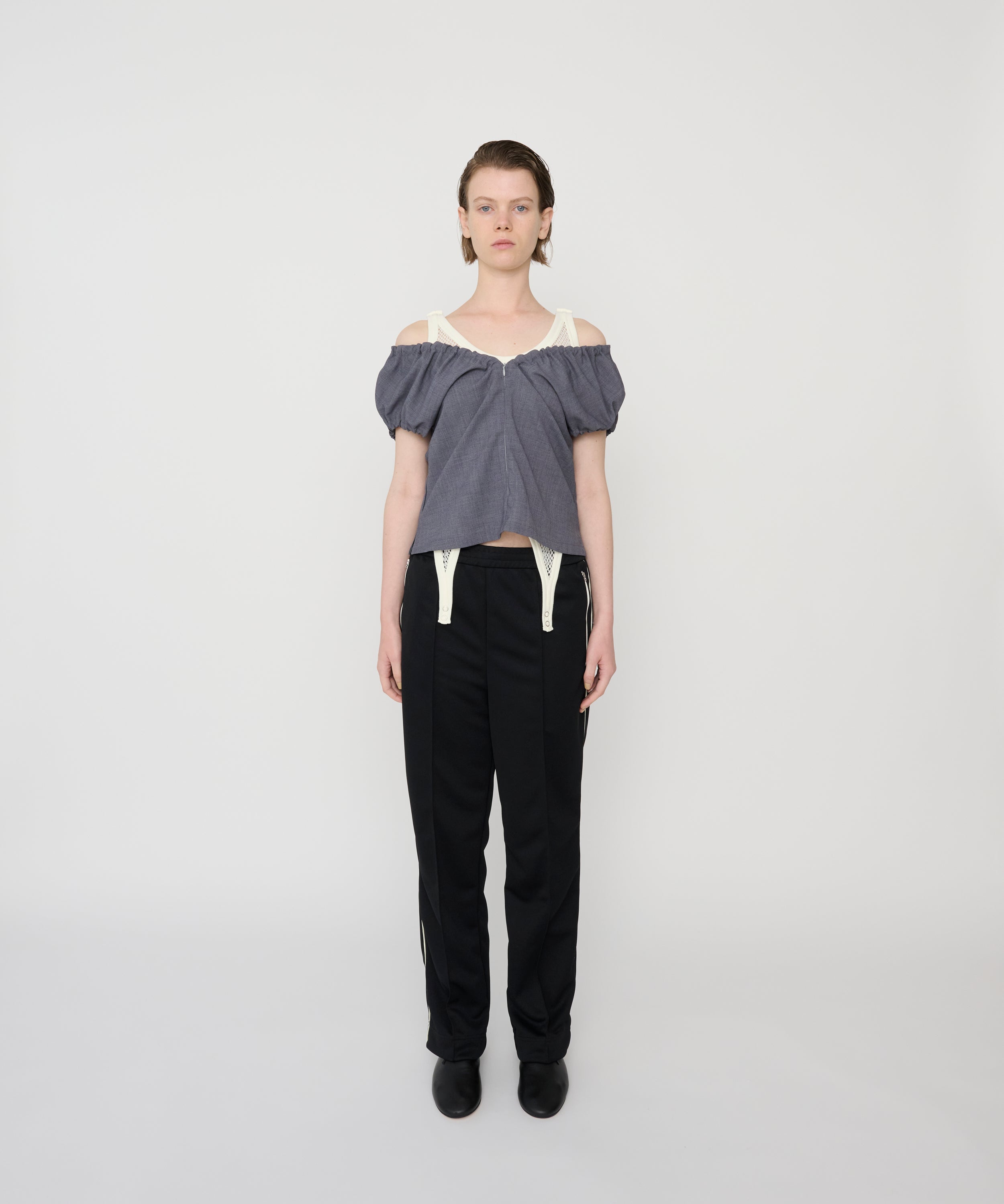 COTTON POLYESTER MESH UP DOWN TANK TOP