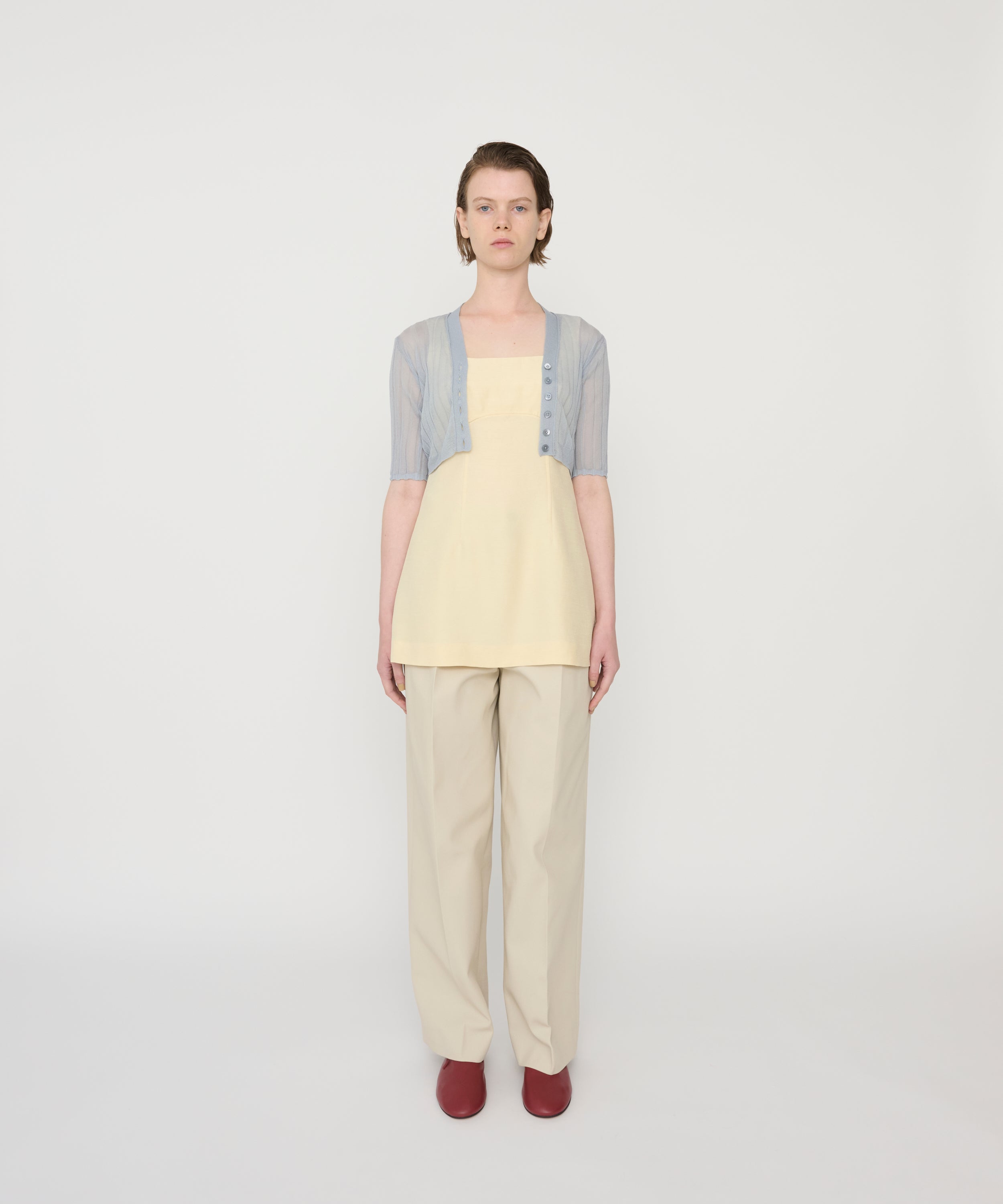 16G COTTON POLYESTER SHORT CARDIGAN