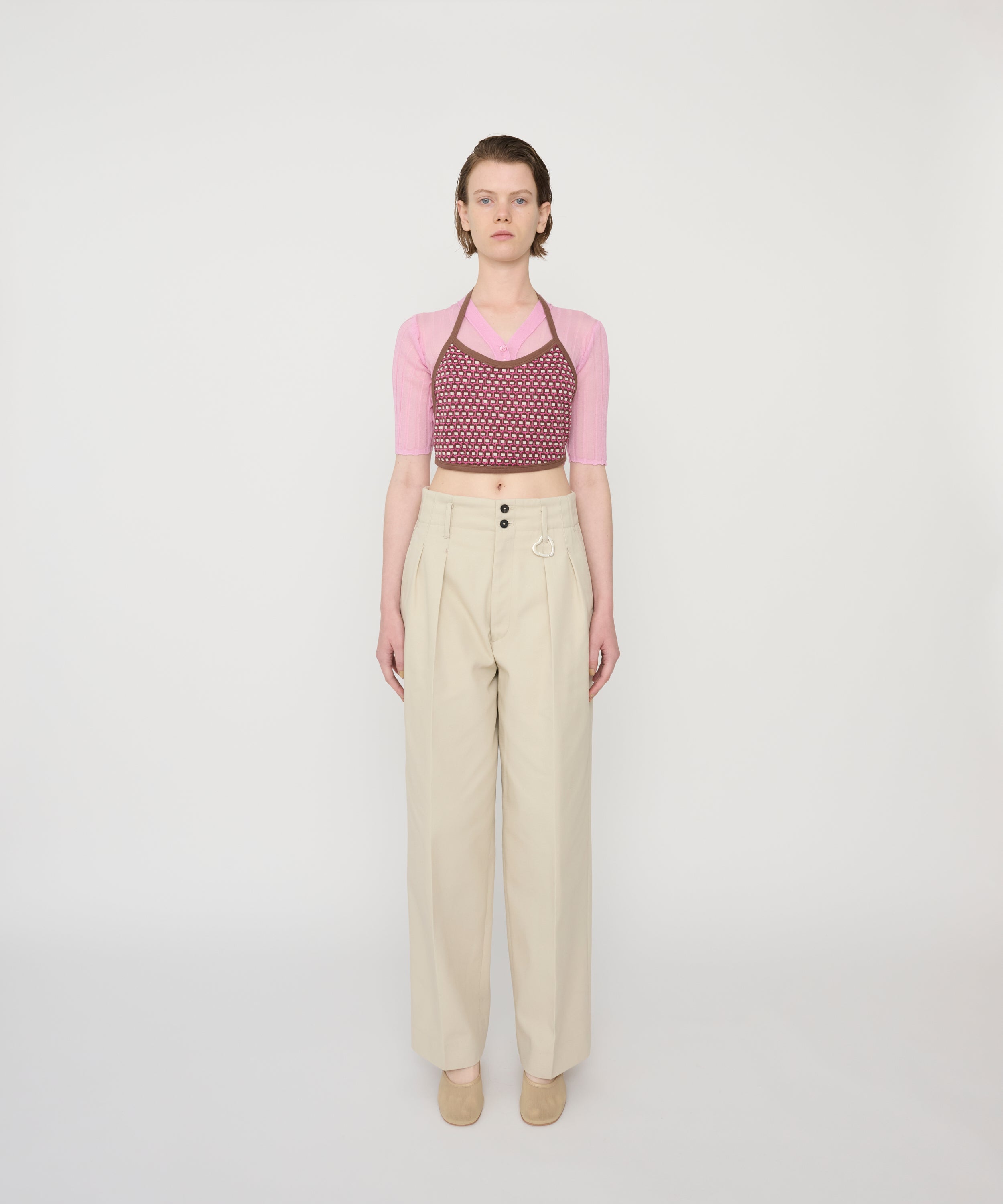 COTTON POLYESTER TWILL TWO TUCK PANTS