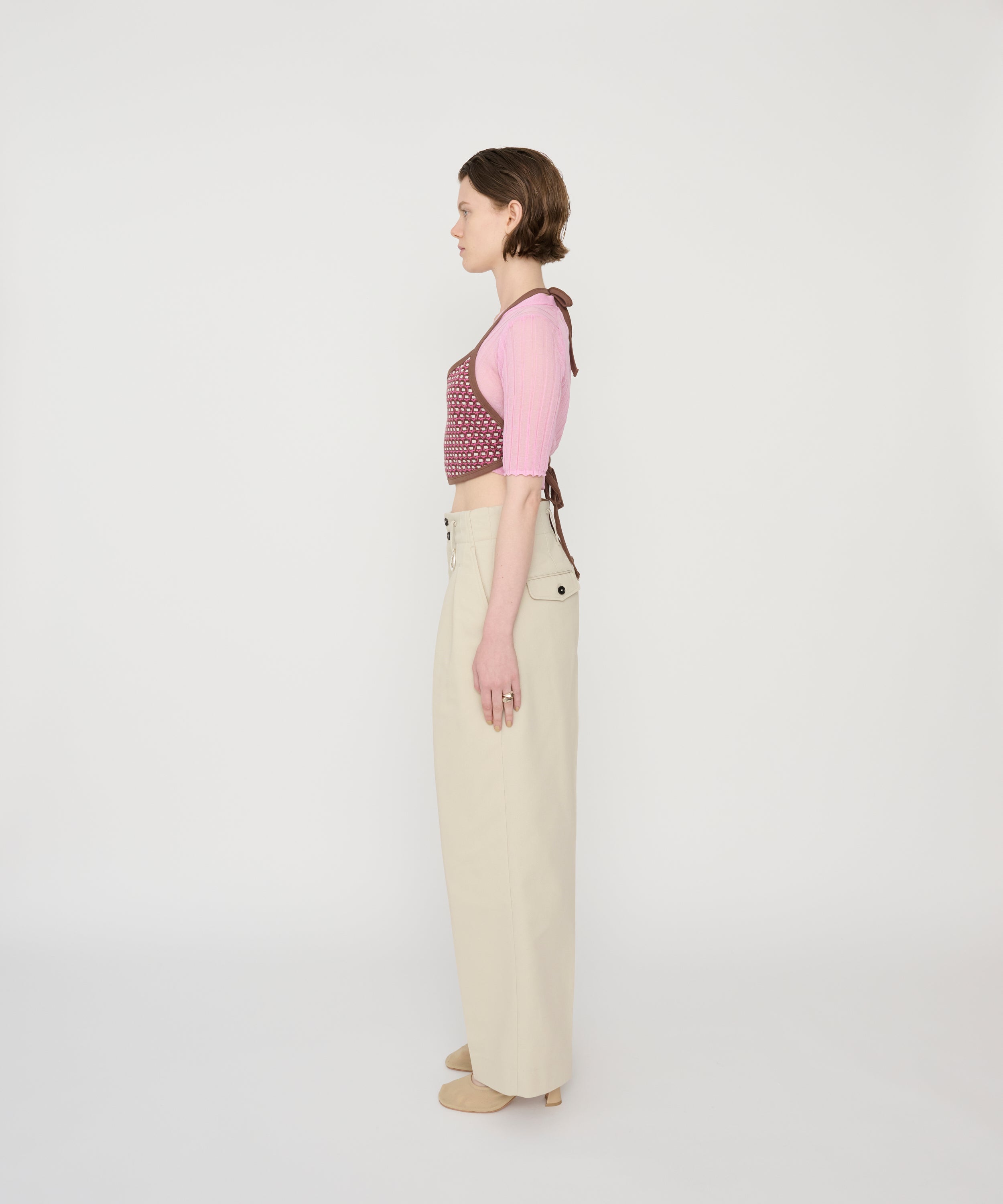 COTTON POLYESTER TWILL TWO TUCK PANTS