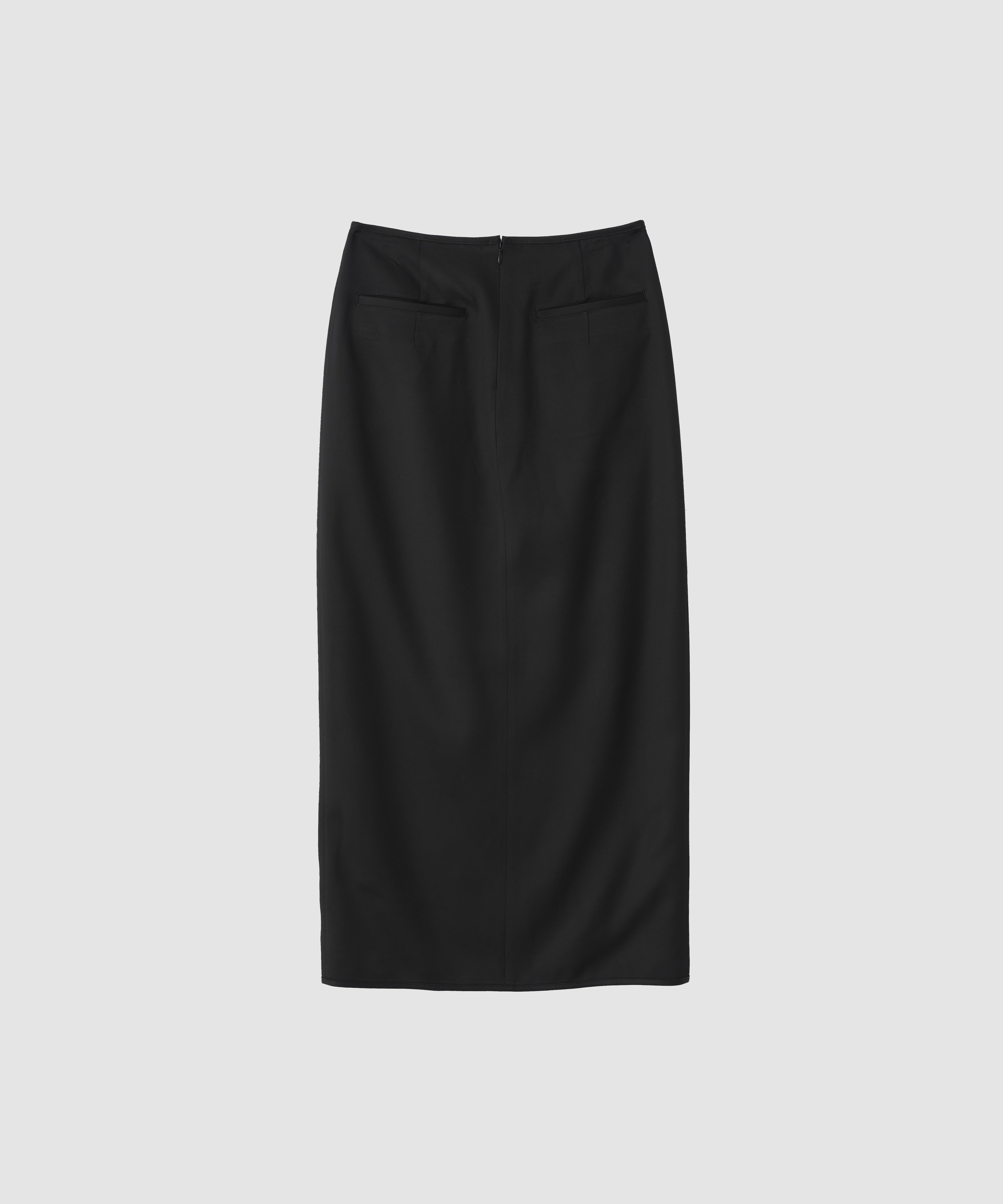 WOOL RAYON FRONT OPEN LONG SKIRT