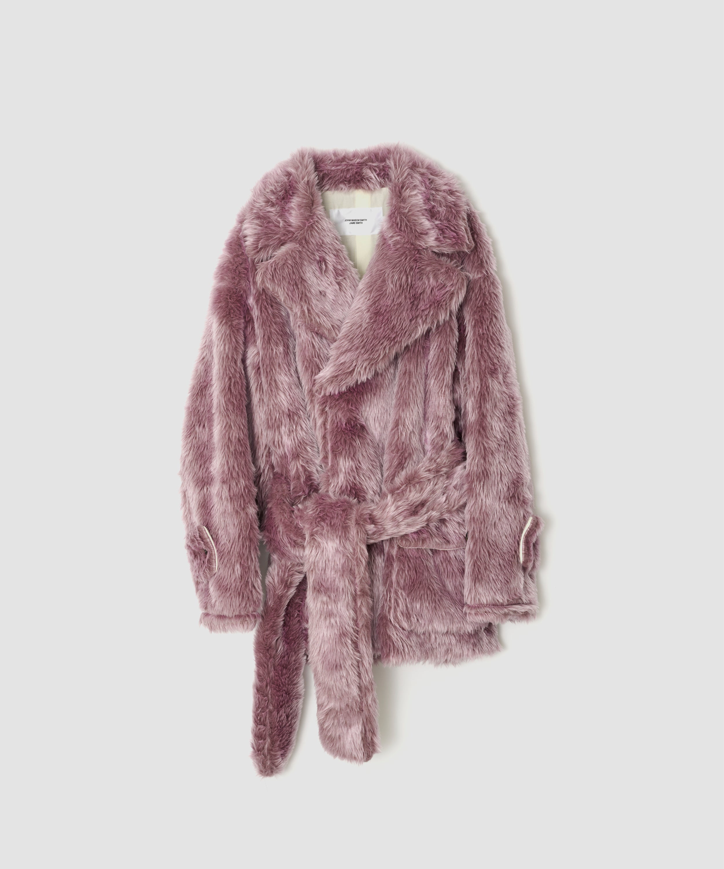 POLYESTER COLOR FUR W BREASTED COAT