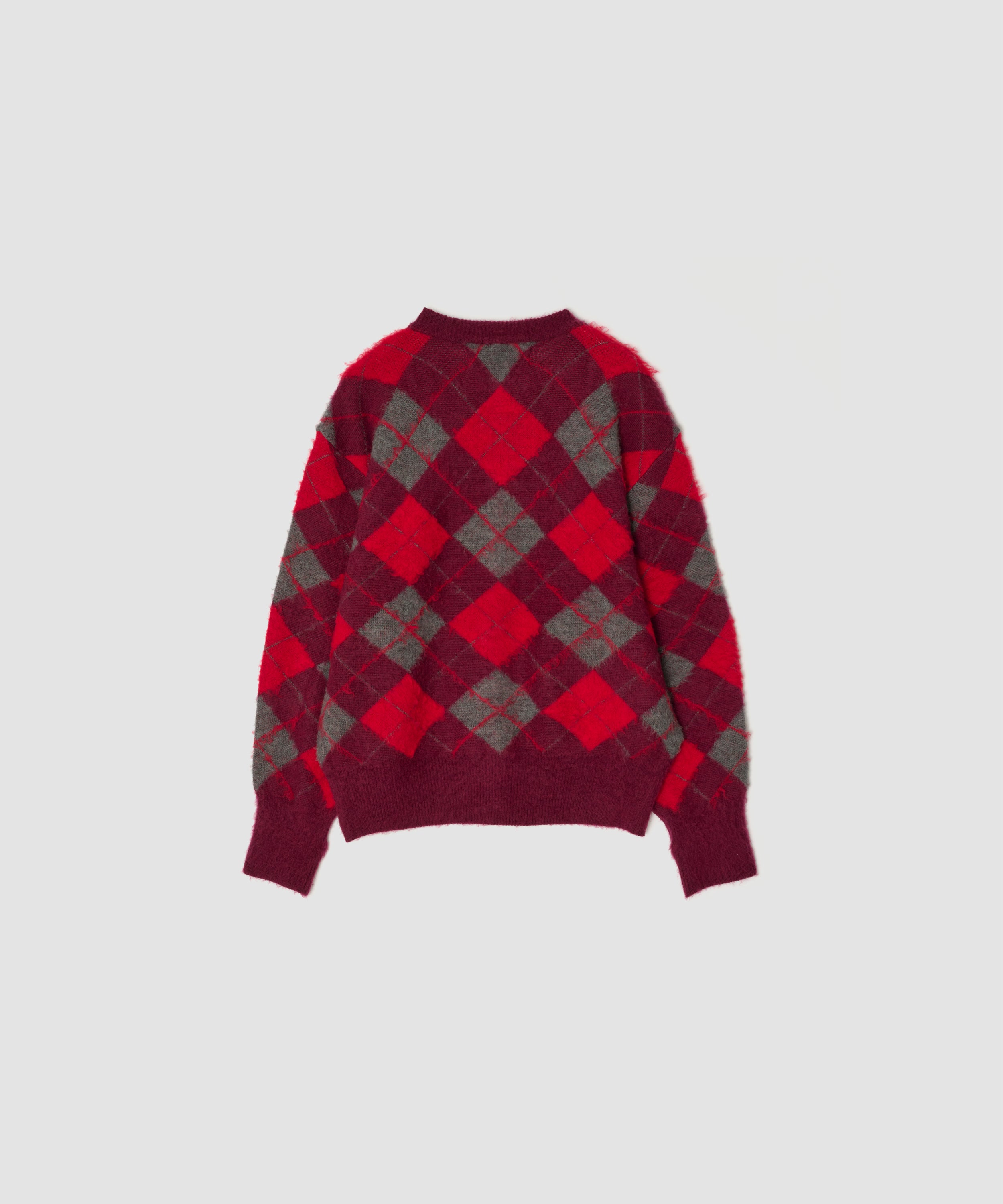 7G ARGYLE CREW KNIT CARDIGAN