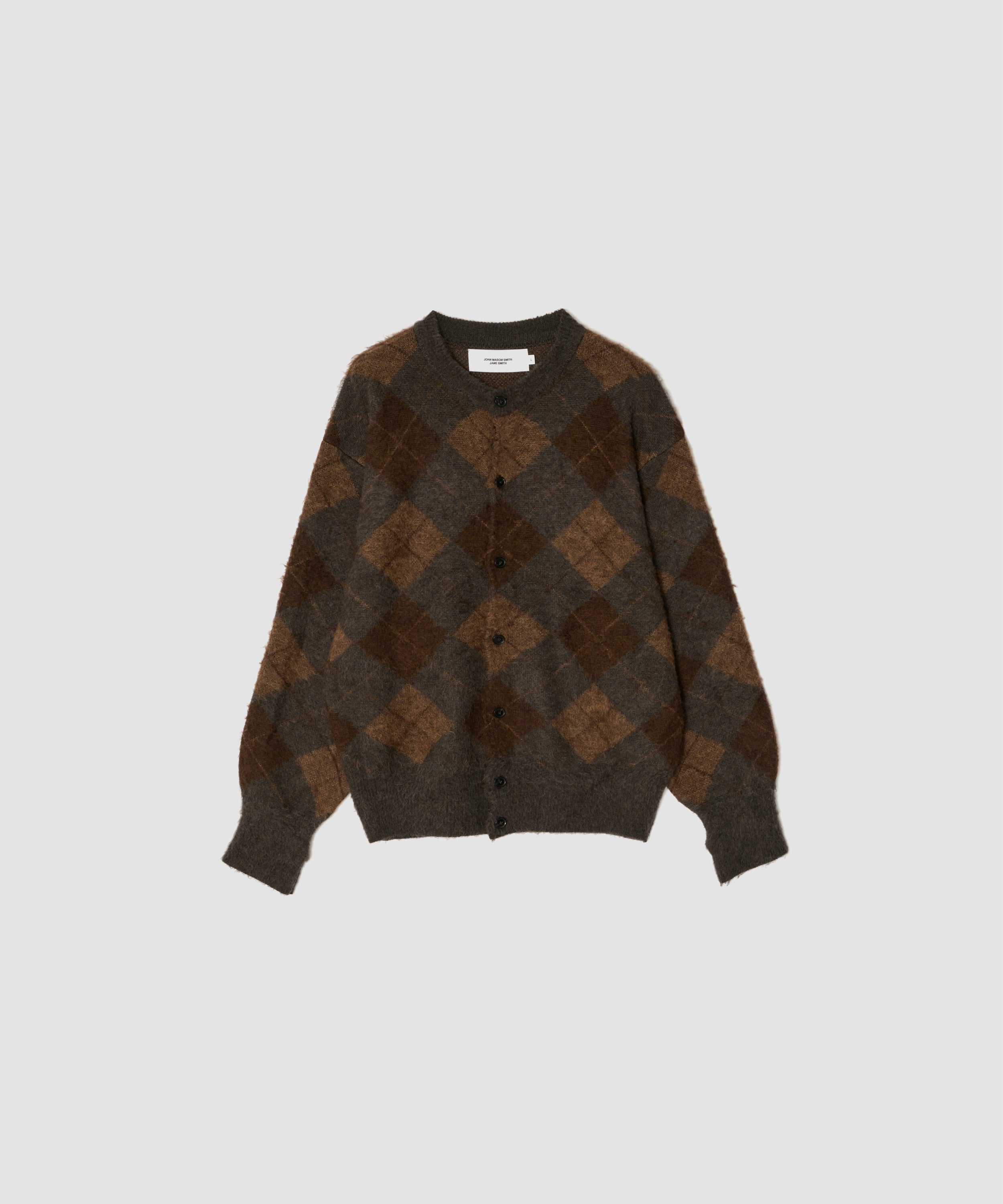 7G ARGYLE CREW KNIT CARDIGAN