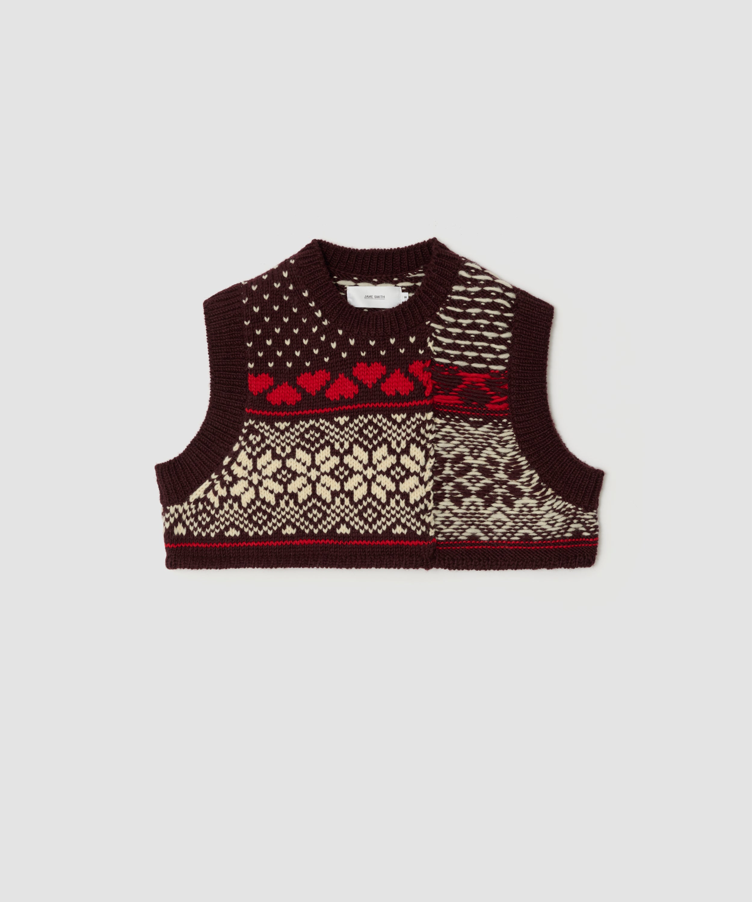 3G FAIR ISLE KNIT CREWNECK SHORT VEST