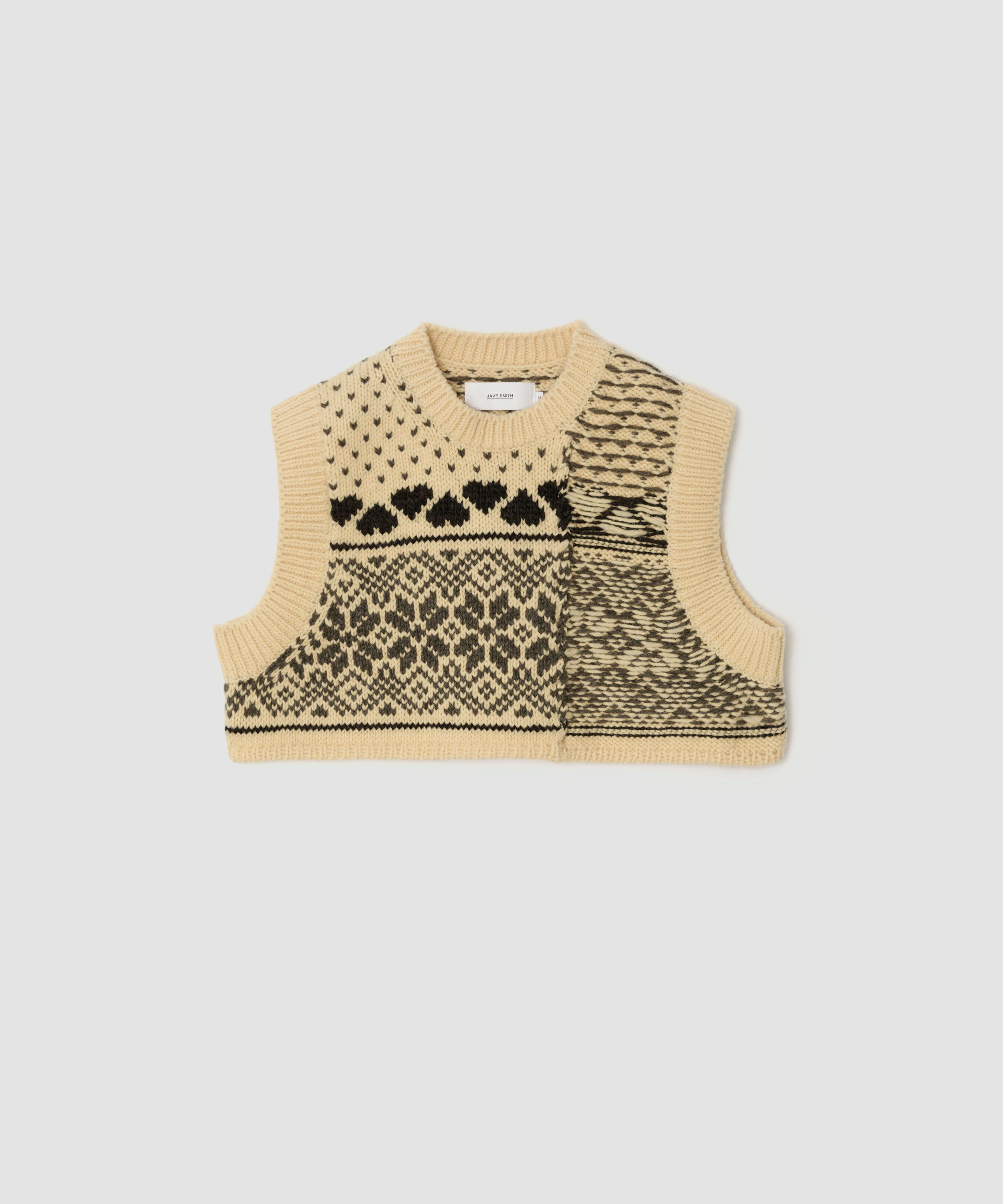 3G FAIR ISLE KNIT CREWNECK SHORT VEST