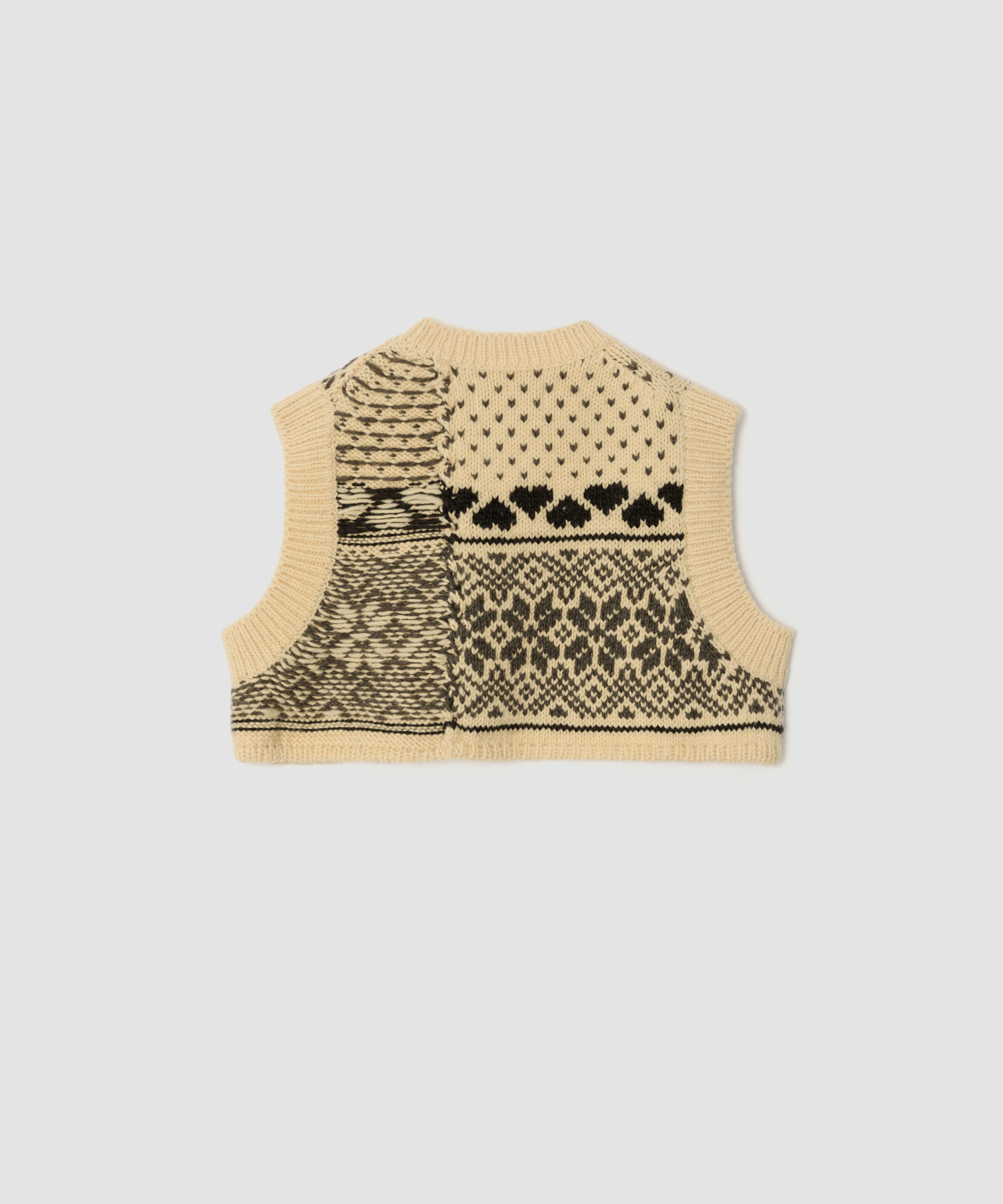 3G FAIR ISLE KNIT CREWNECK SHORT VEST