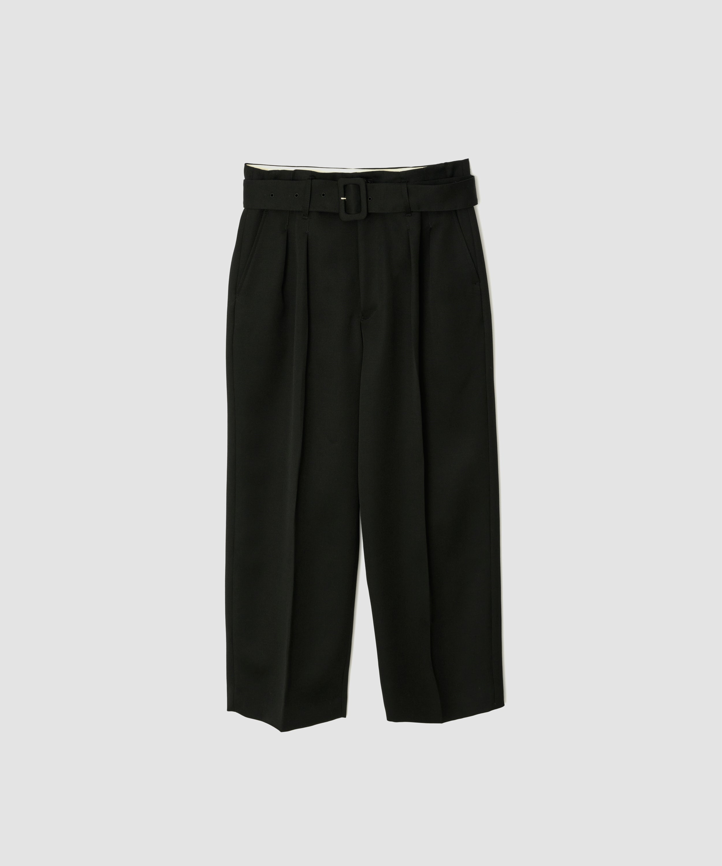 WOOL DOESKIN BELTED TWO TUCK SLACKS