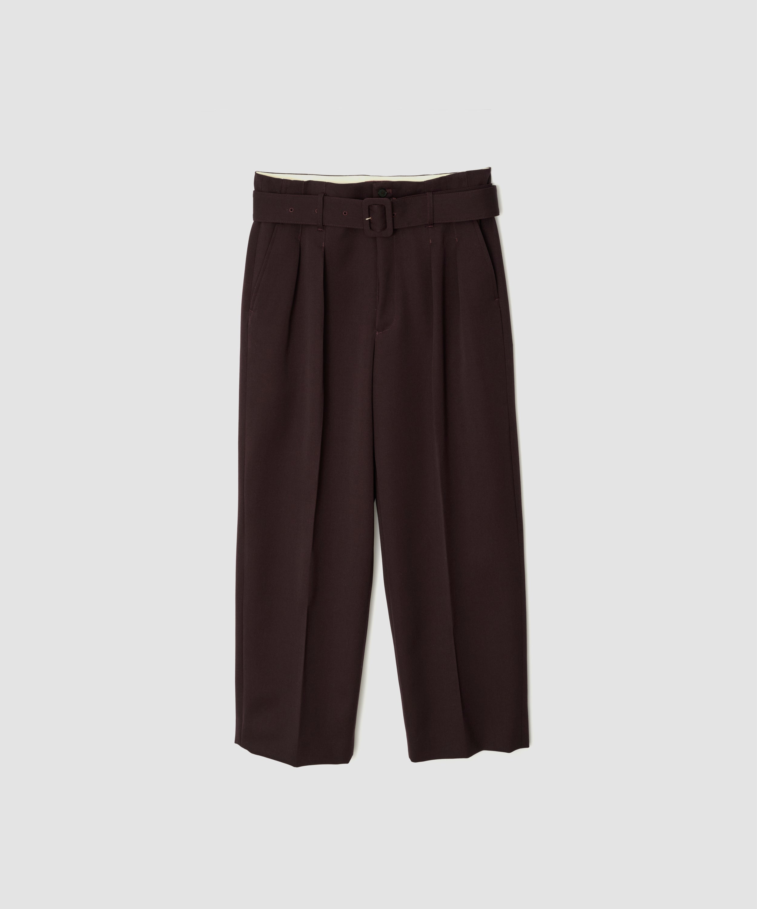 WOOL DOESKIN BELTED TWO TUCK SLACKS