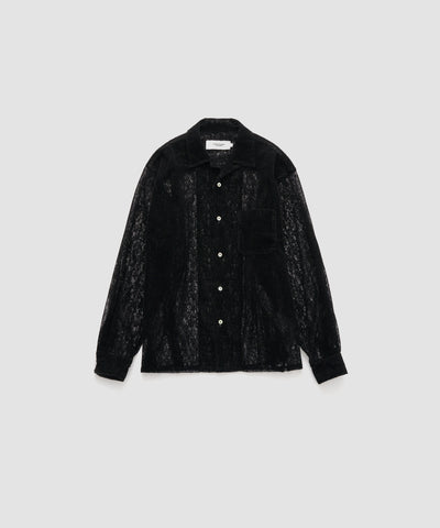 FLOCKY LACE OPEN COLLAR SHIRT