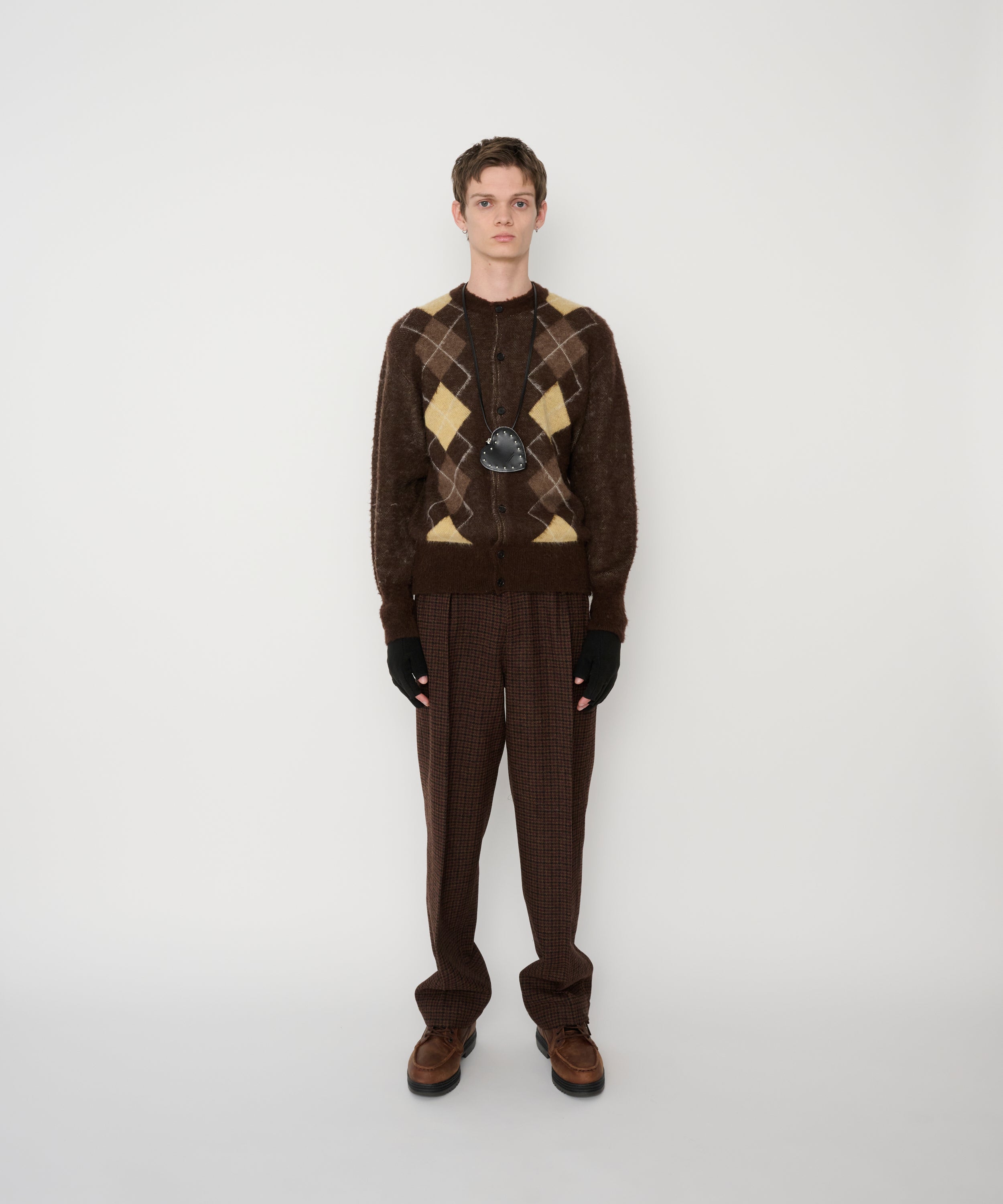 7G WOOL JACQUARD ARGYLE CREW CARDIGAN