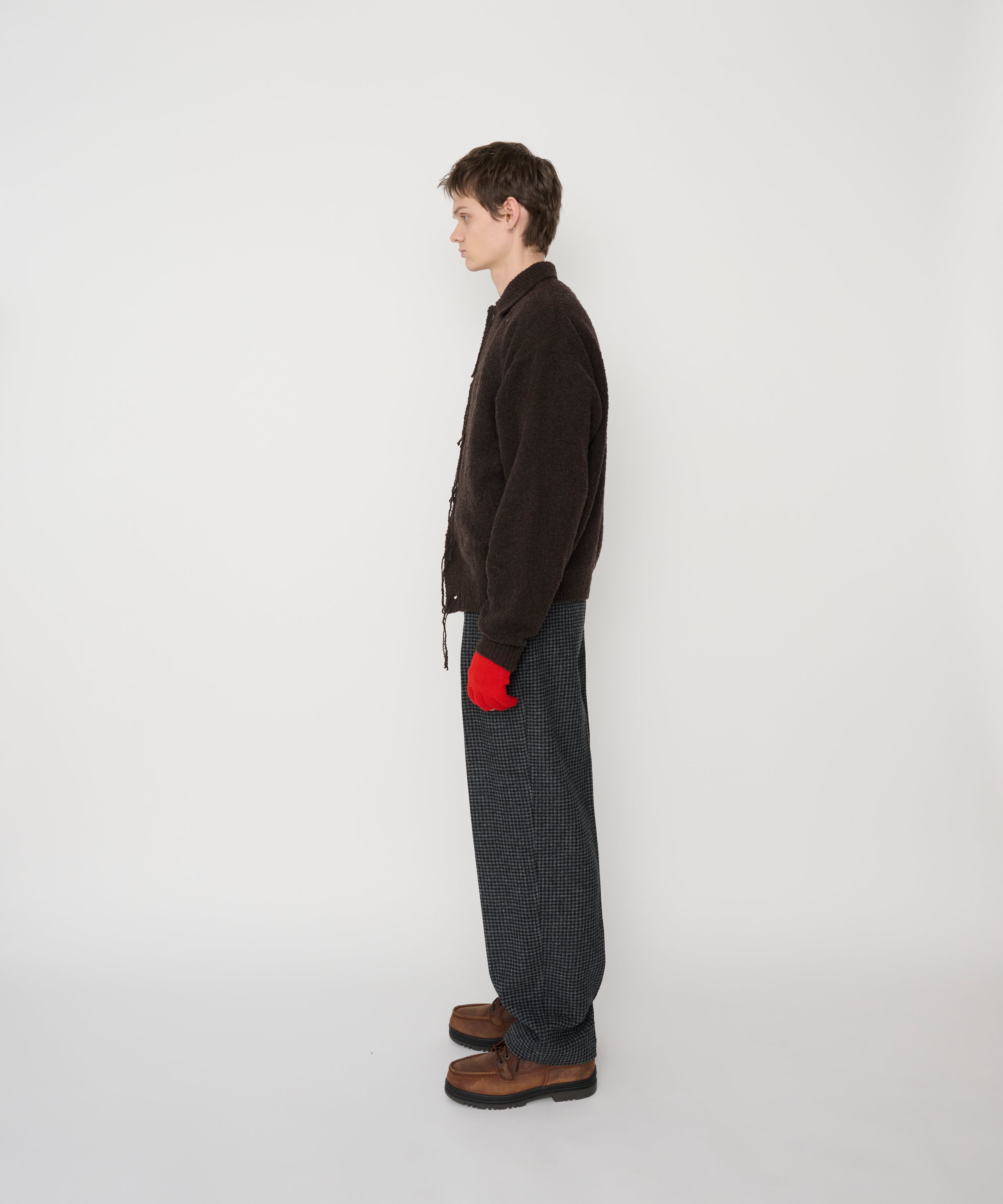 5G REVERSE STICHES POLO COLLAR KNIT CARDIGAN