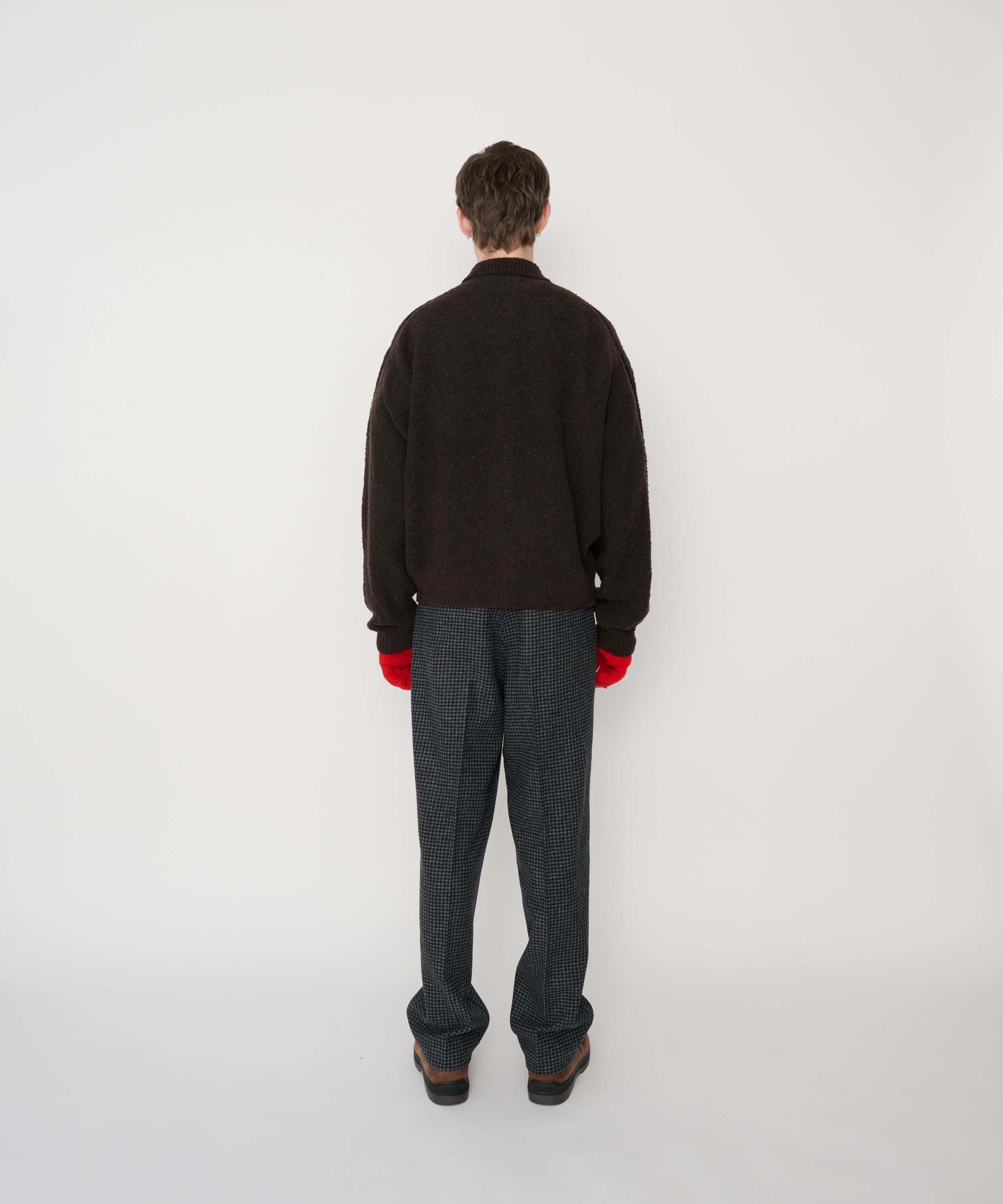 5G REVERSE STICHES POLO COLLAR KNIT CARDIGAN