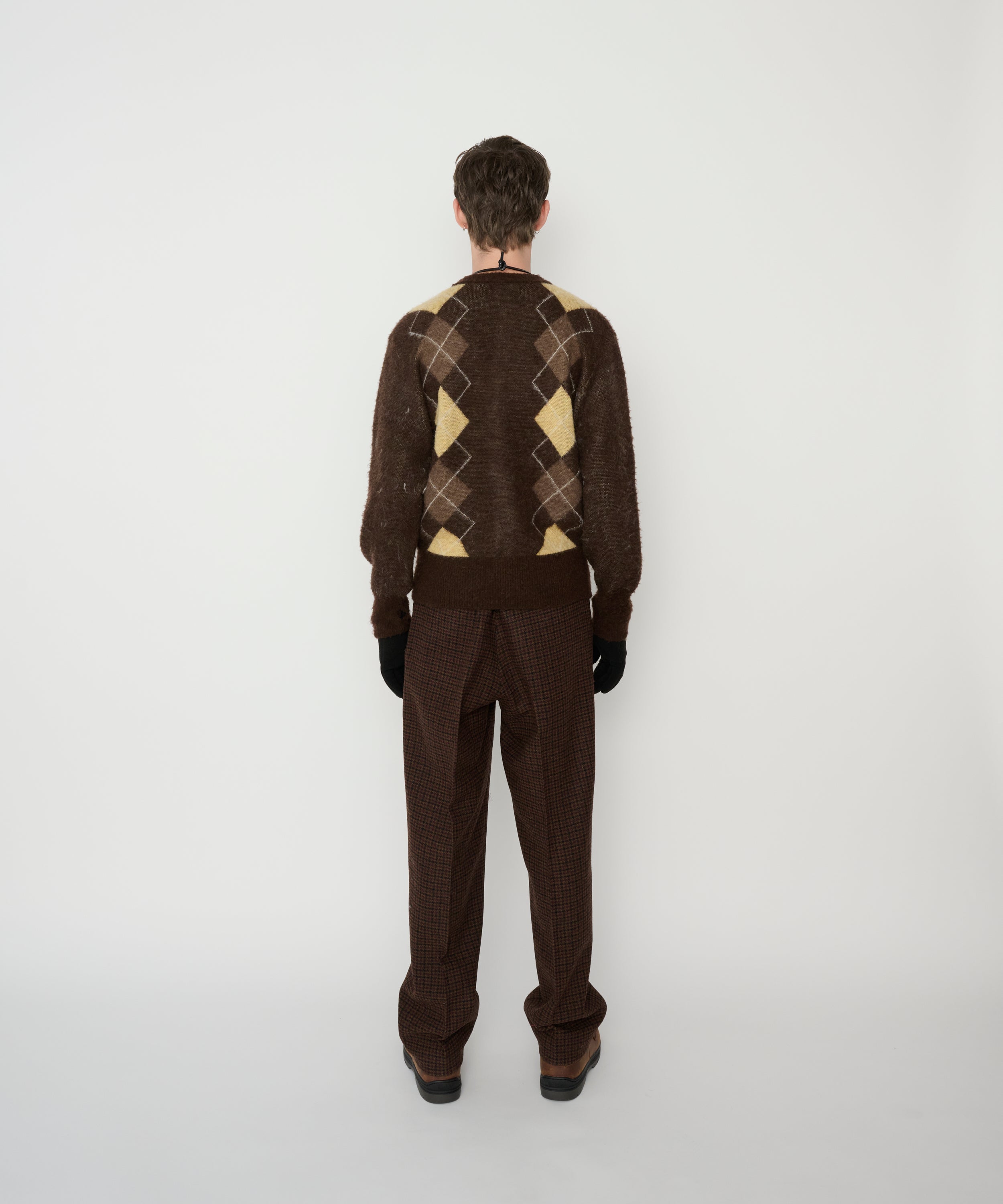 7G WOOL JACQUARD ARGYLE CREW CARDIGAN