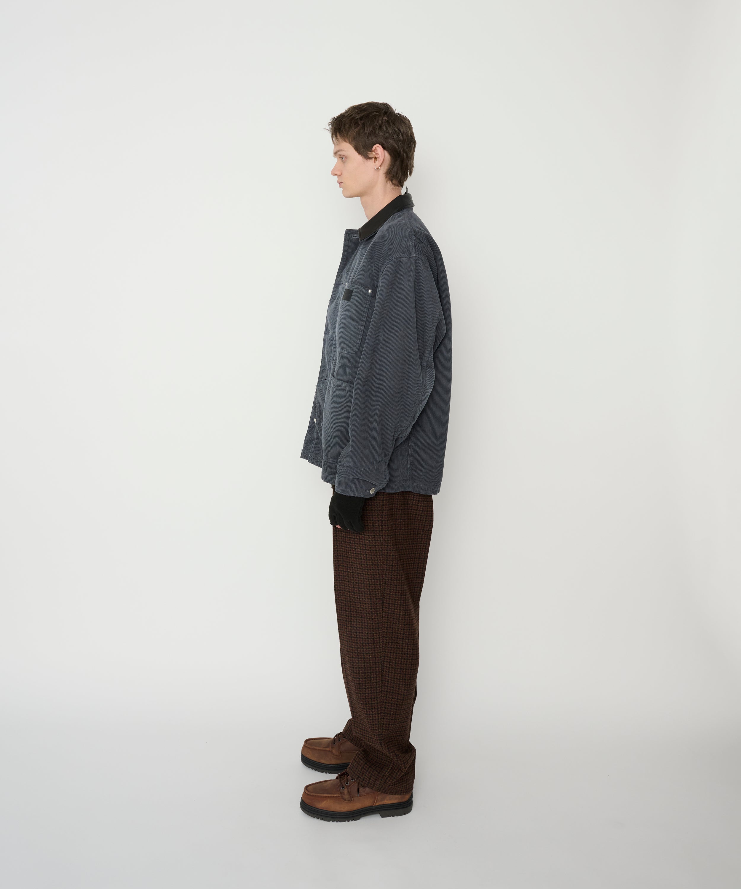 8W COTTON CORDUROY LEATHER COLLAR COVERALL