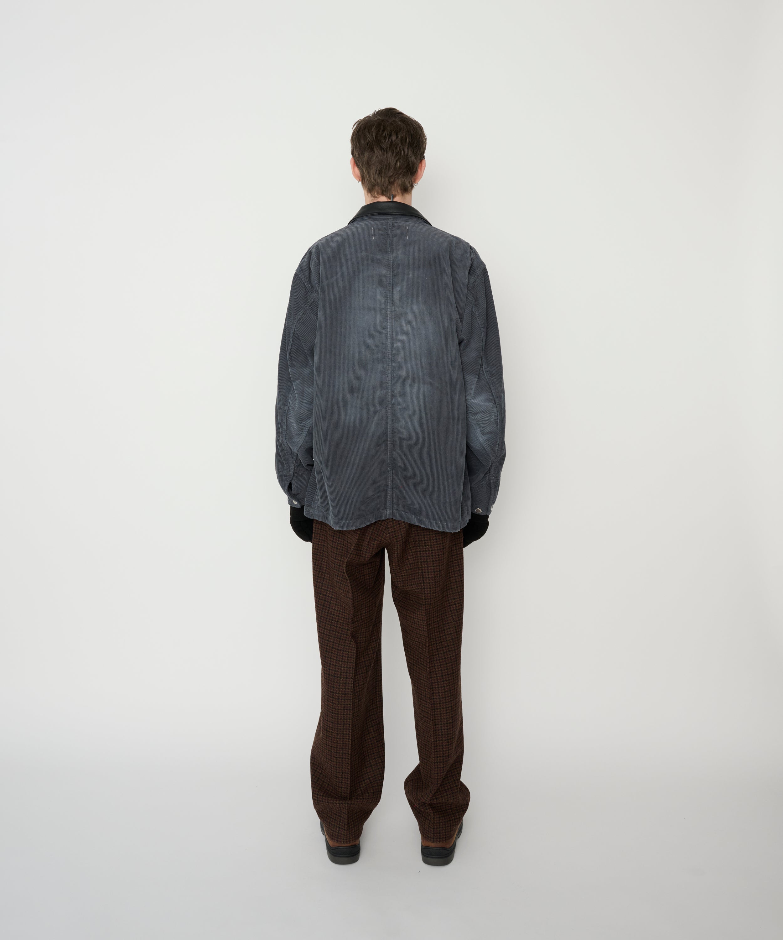8W COTTON CORDUROY LEATHER COLLAR COVERALL