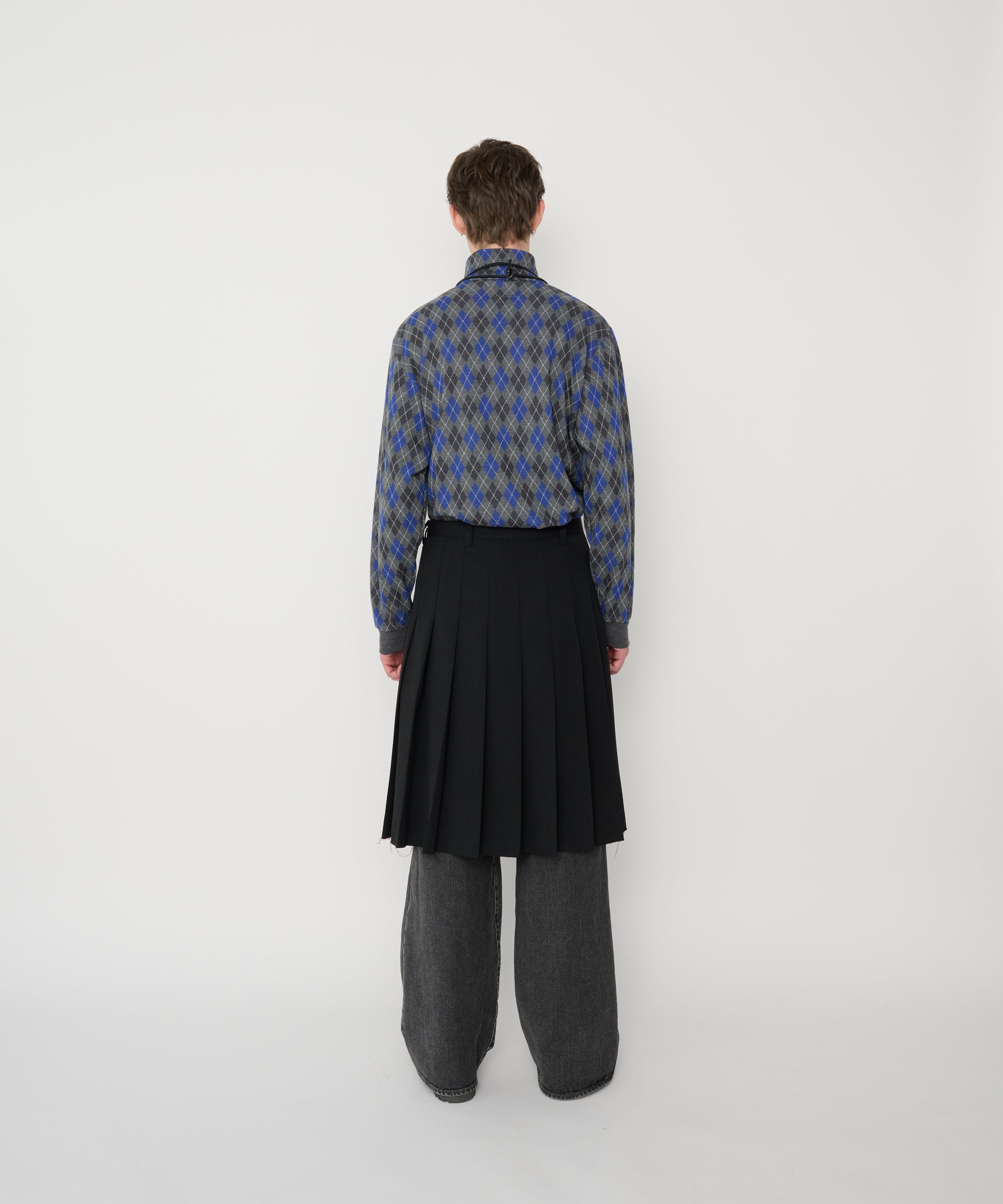 COTTON JACQUARD ARGYLE ZIP CARDIGAN