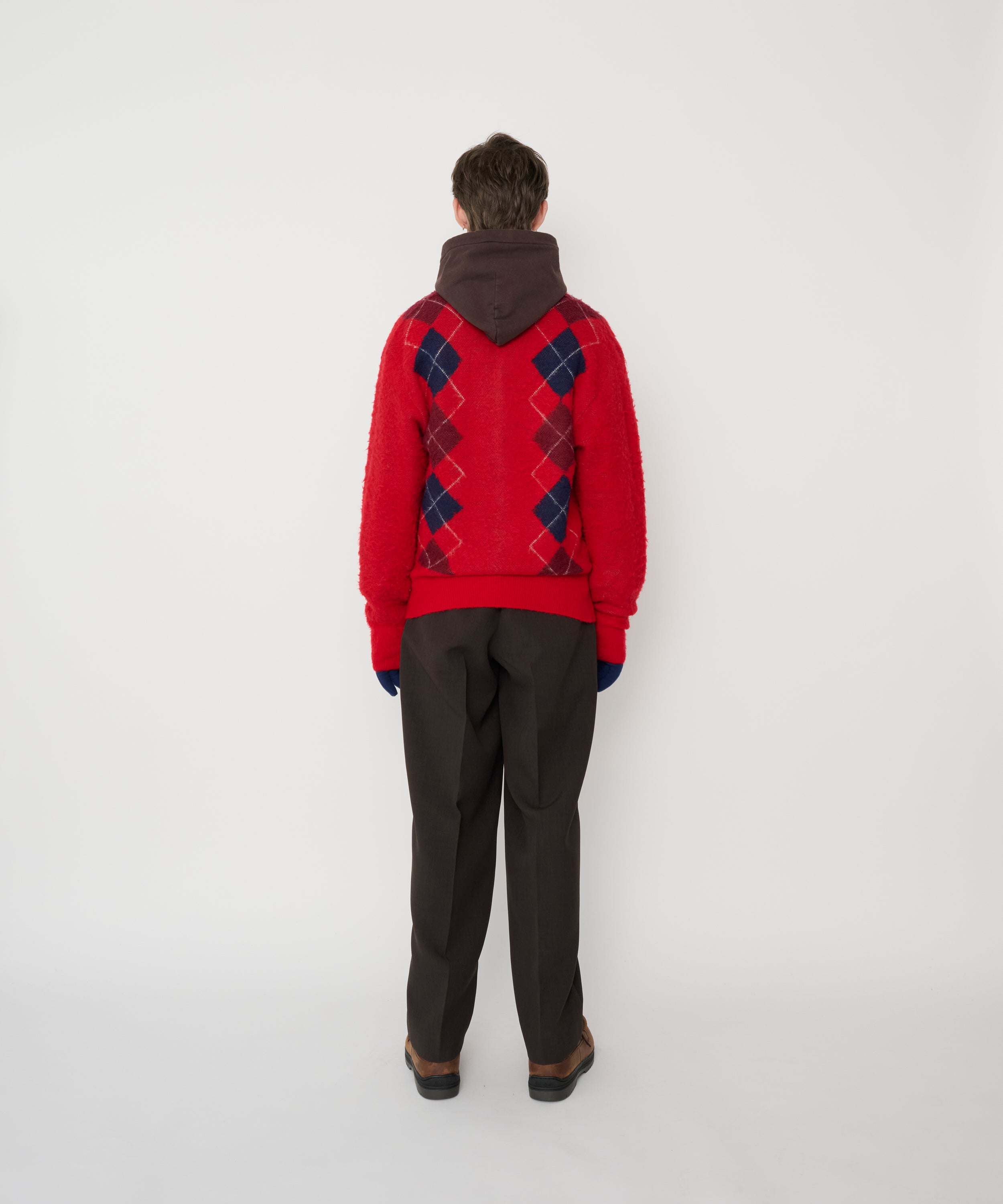 7G WOOL JACQUARD ARGYLE CREW CARDIGAN