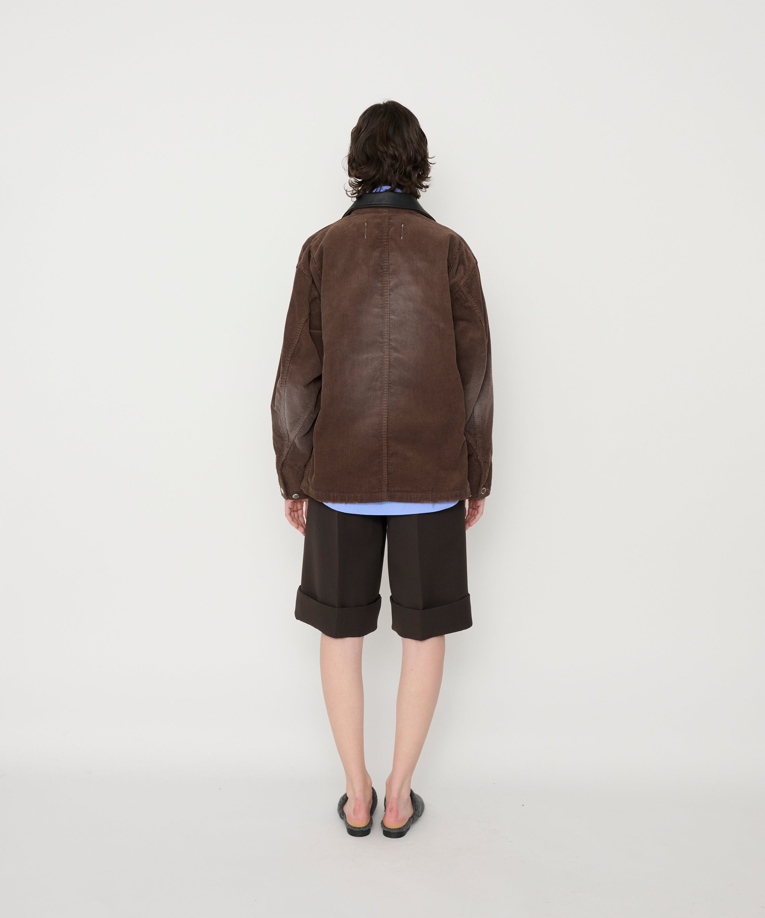 8W COTTON CORDUROY LEATHER COLLAR COVERALL