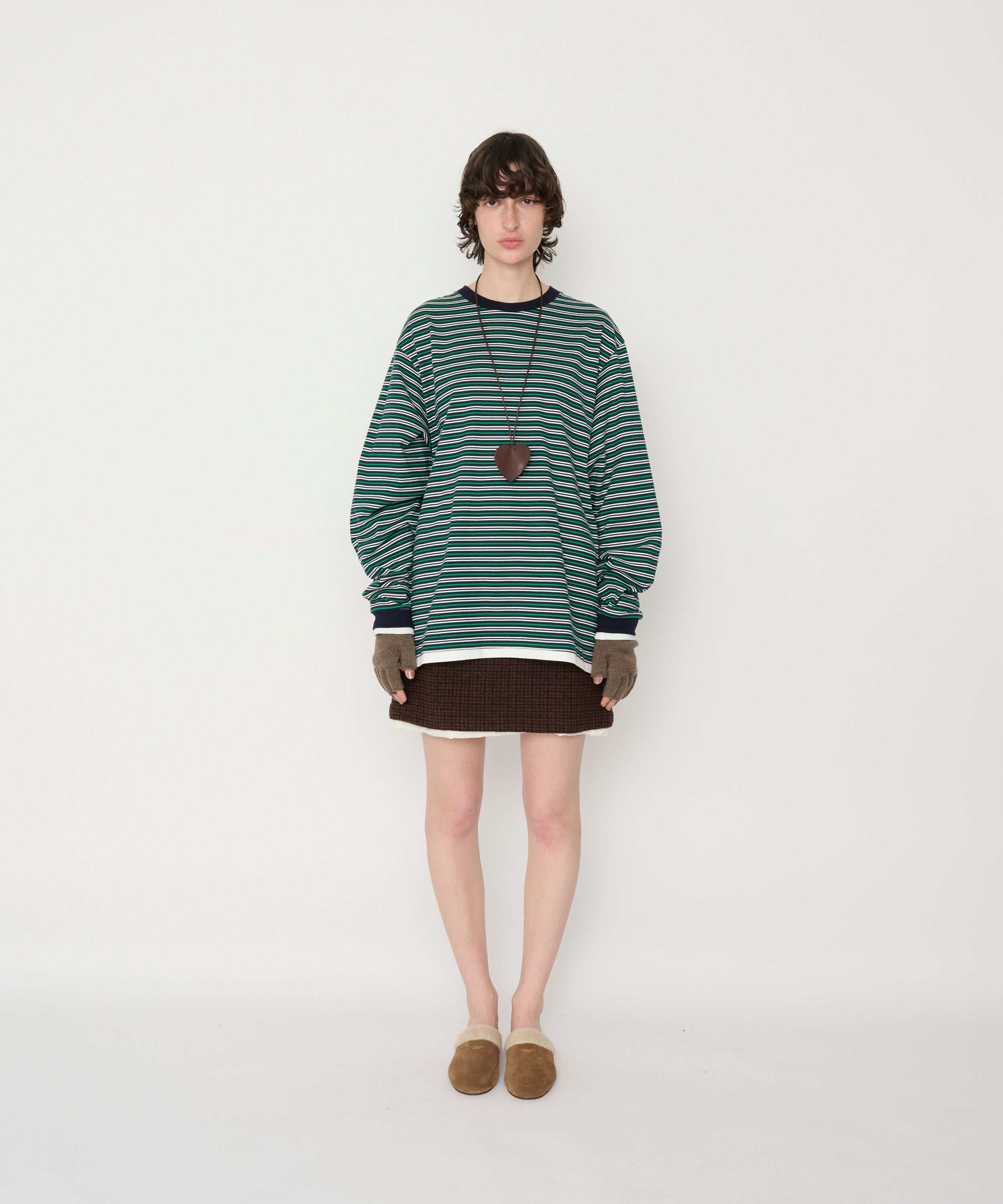 COTTON BORDER LAYERED L/S T-SHIRT