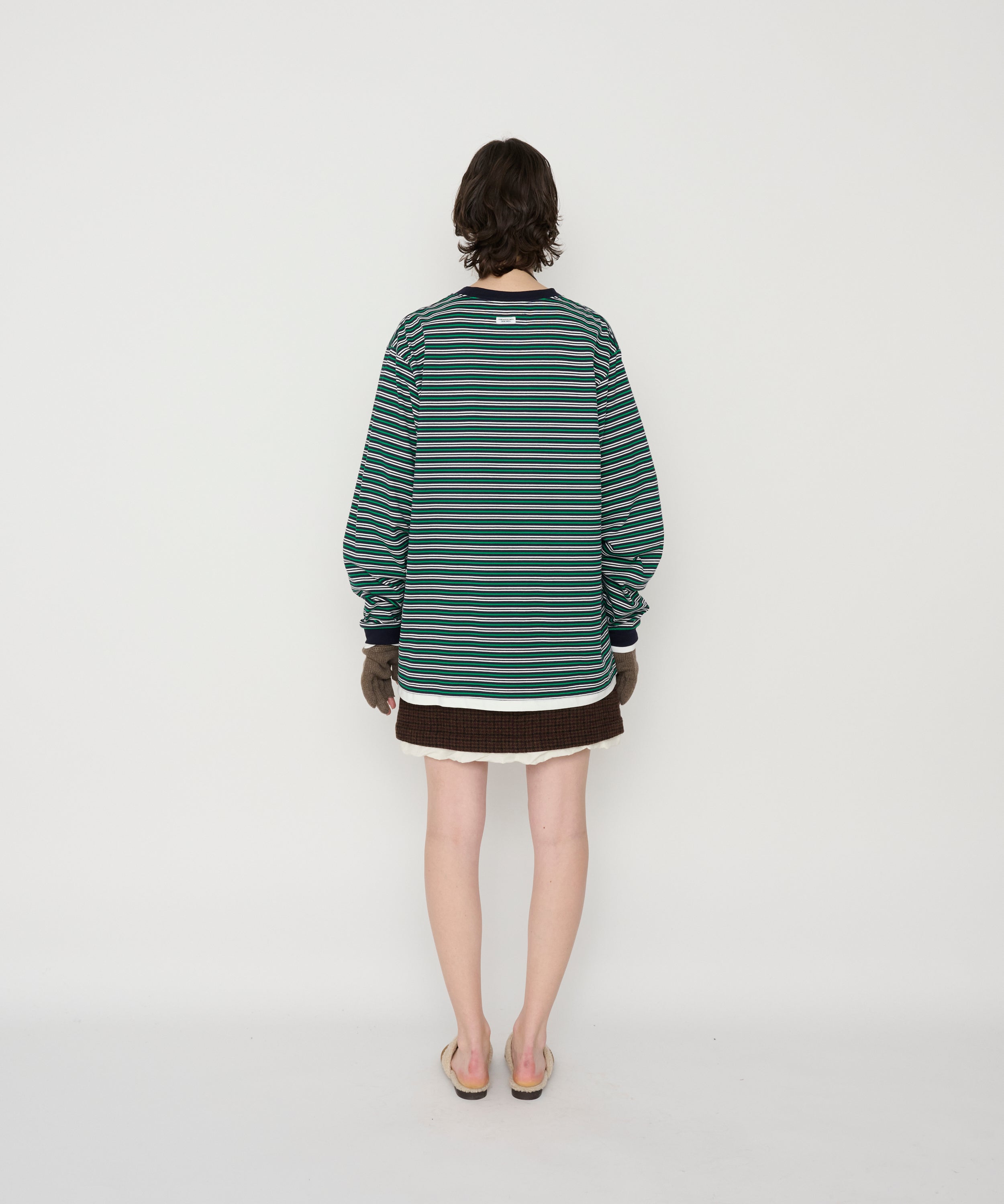 COTTON BORDER LAYERED L/S T-SHIRT